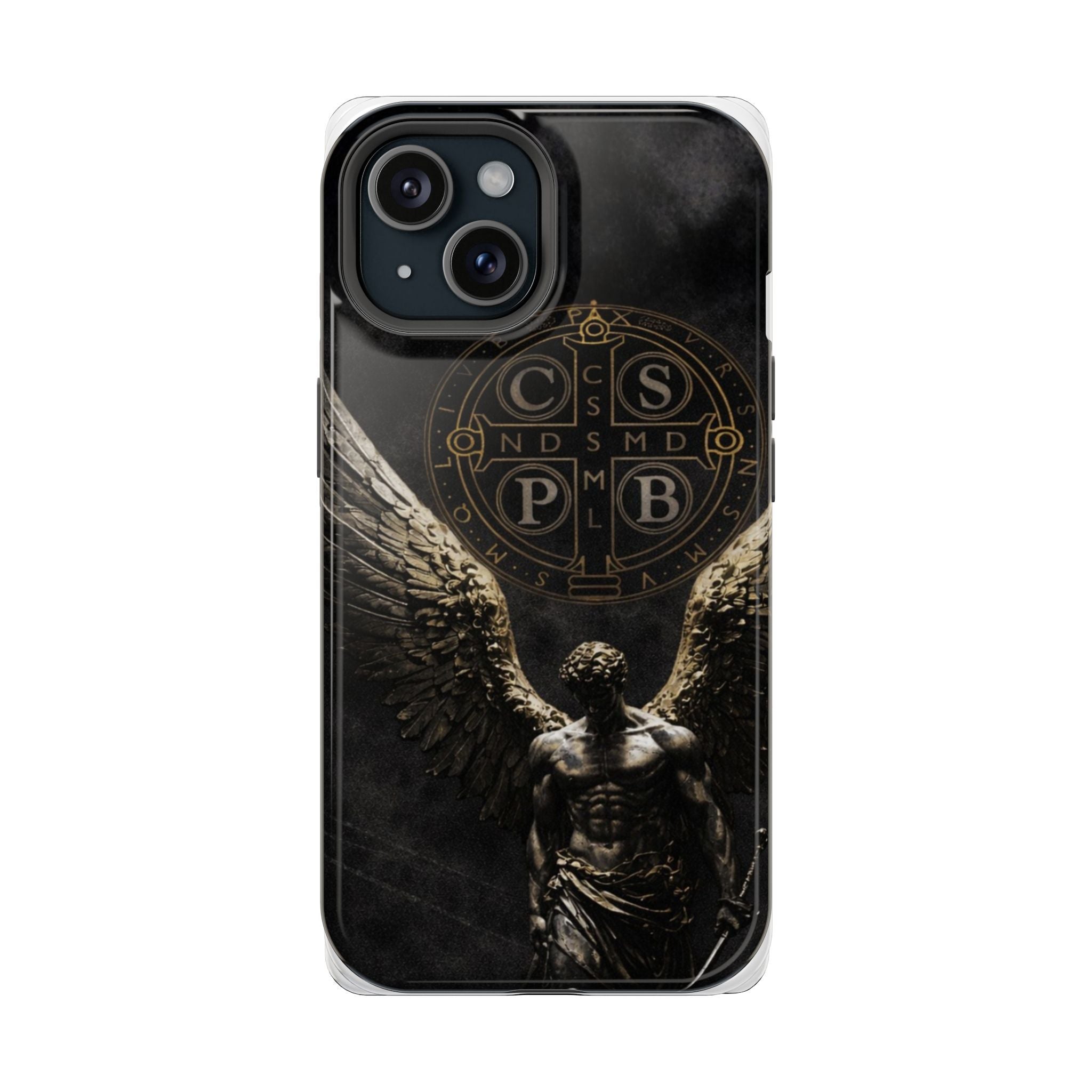 Saint Benedict Medal Phone Case – Archangel Warrior Design, Catholic Protection Case (iPhone & Samsung)