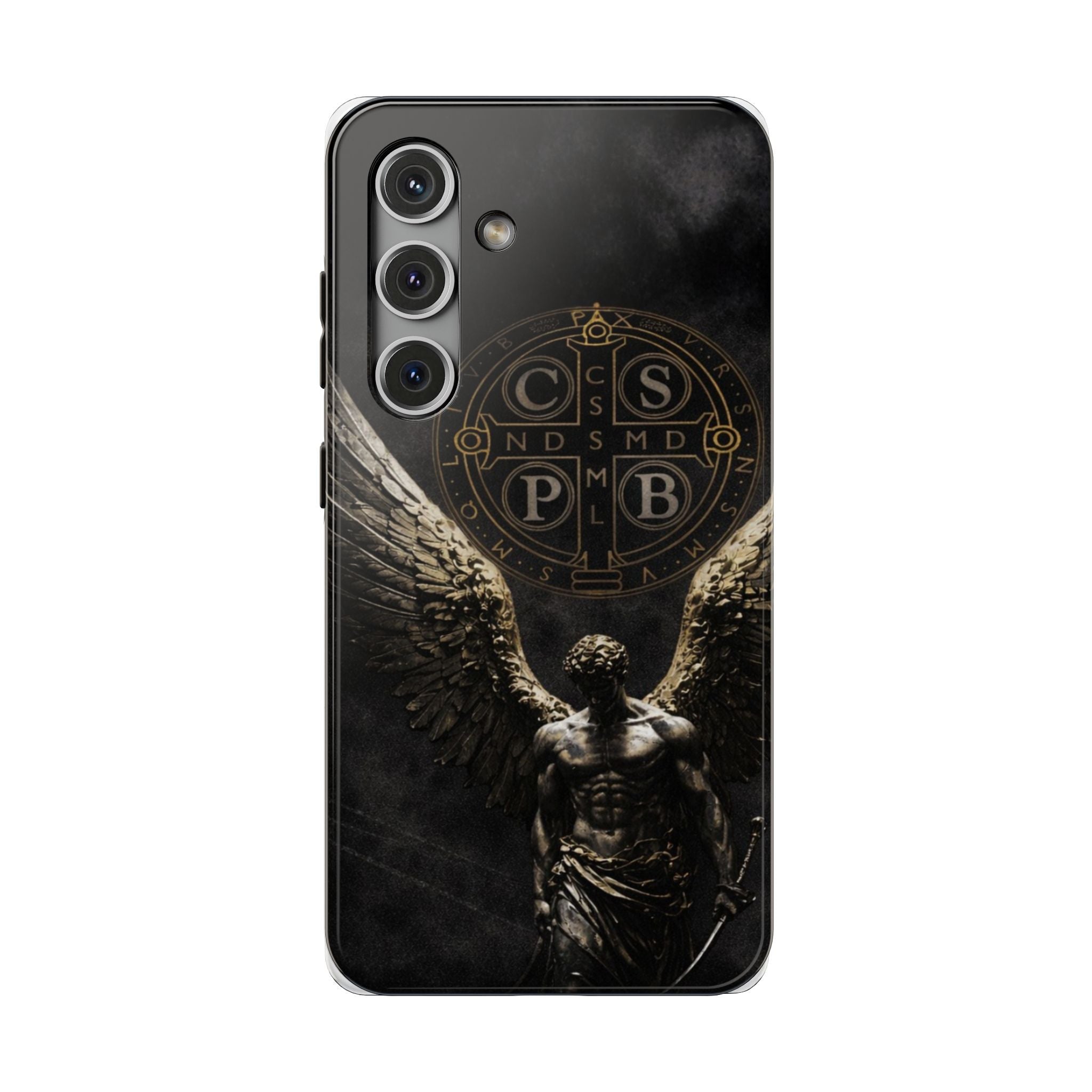 Saint Benedict Medal Phone Case – Archangel Warrior Design, Catholic Protection Case (iPhone & Samsung)