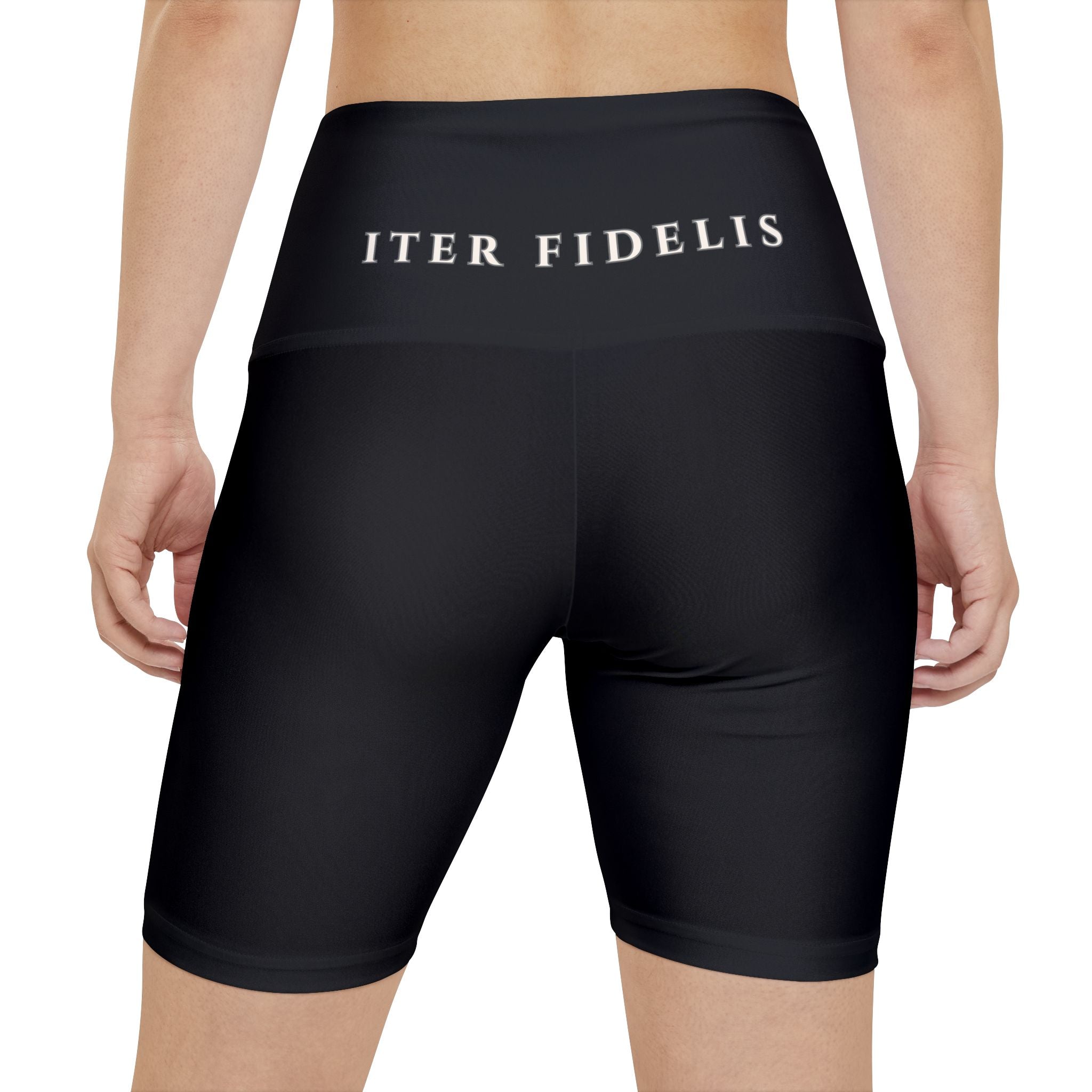 Women's Workout Shorts — 'Iter Fidelis' High-Waist Athletic Biker Shorts