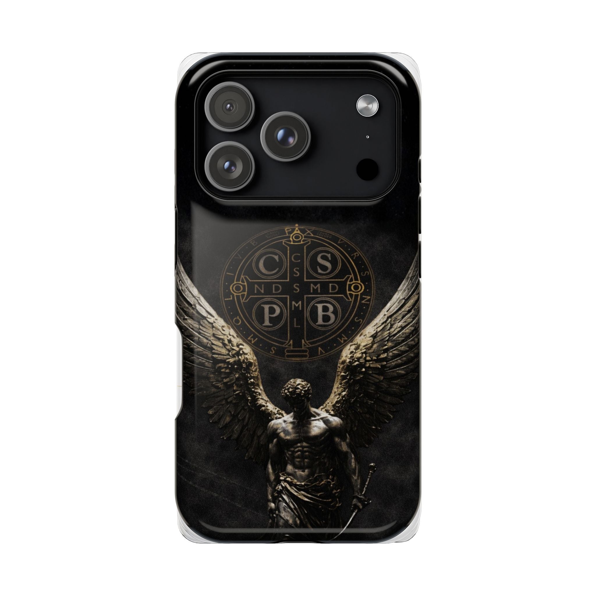 Saint Benedict Medal Phone Case – Archangel Warrior Design, Catholic Protection Case (iPhone & Samsung)