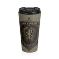 The Conqueror Stainless Steel Travel Mug — Iter Fidelis ‘‘In Hoc Signo Vinces’’ Crest