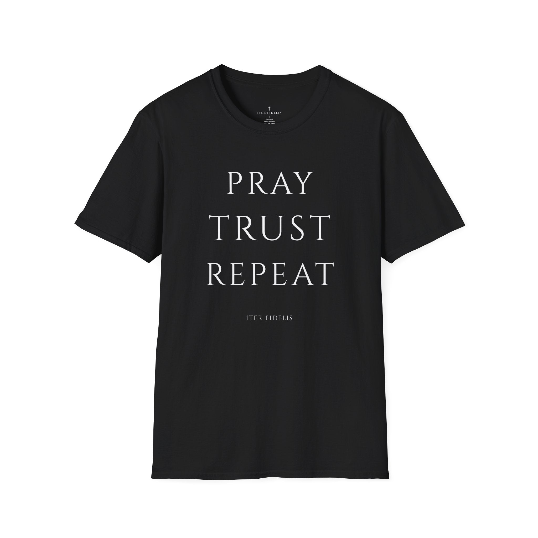 Pray Trust Repeat Women's T-Shirt — Faith Inspirational Graphic Tee