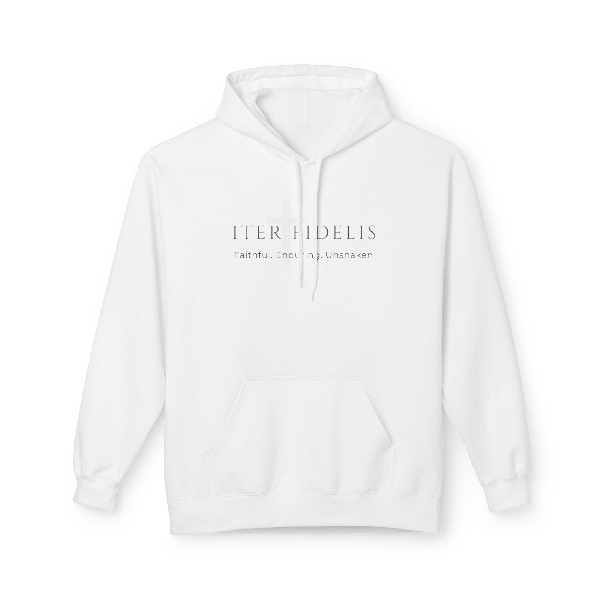 Iter Fidelis Minimalist Hoodie — 'iter fidelis' Latin Script