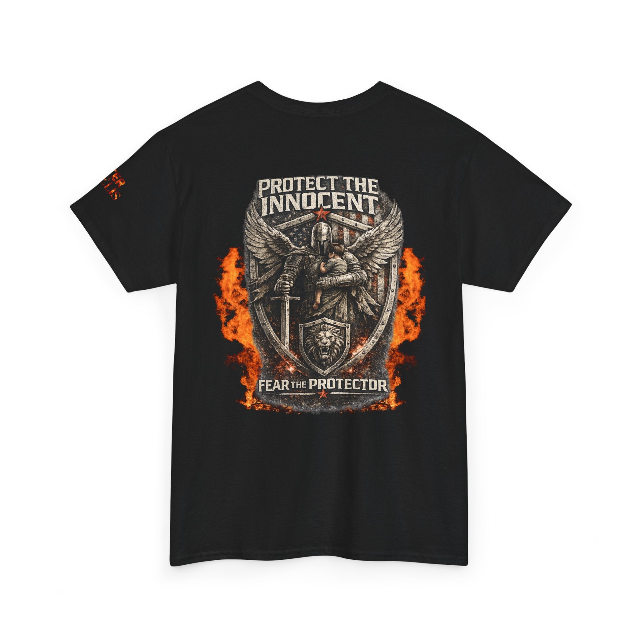 Protect the Innocent Tee — 'Iter Fidelis' Flame Guardian Graphic T-Shirt