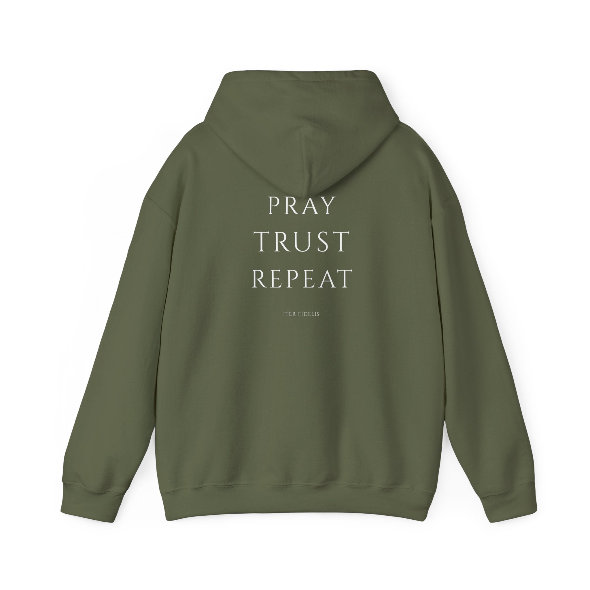 Iter Fidelis cross hoodie | Pray Trust Repeat religious hoodie