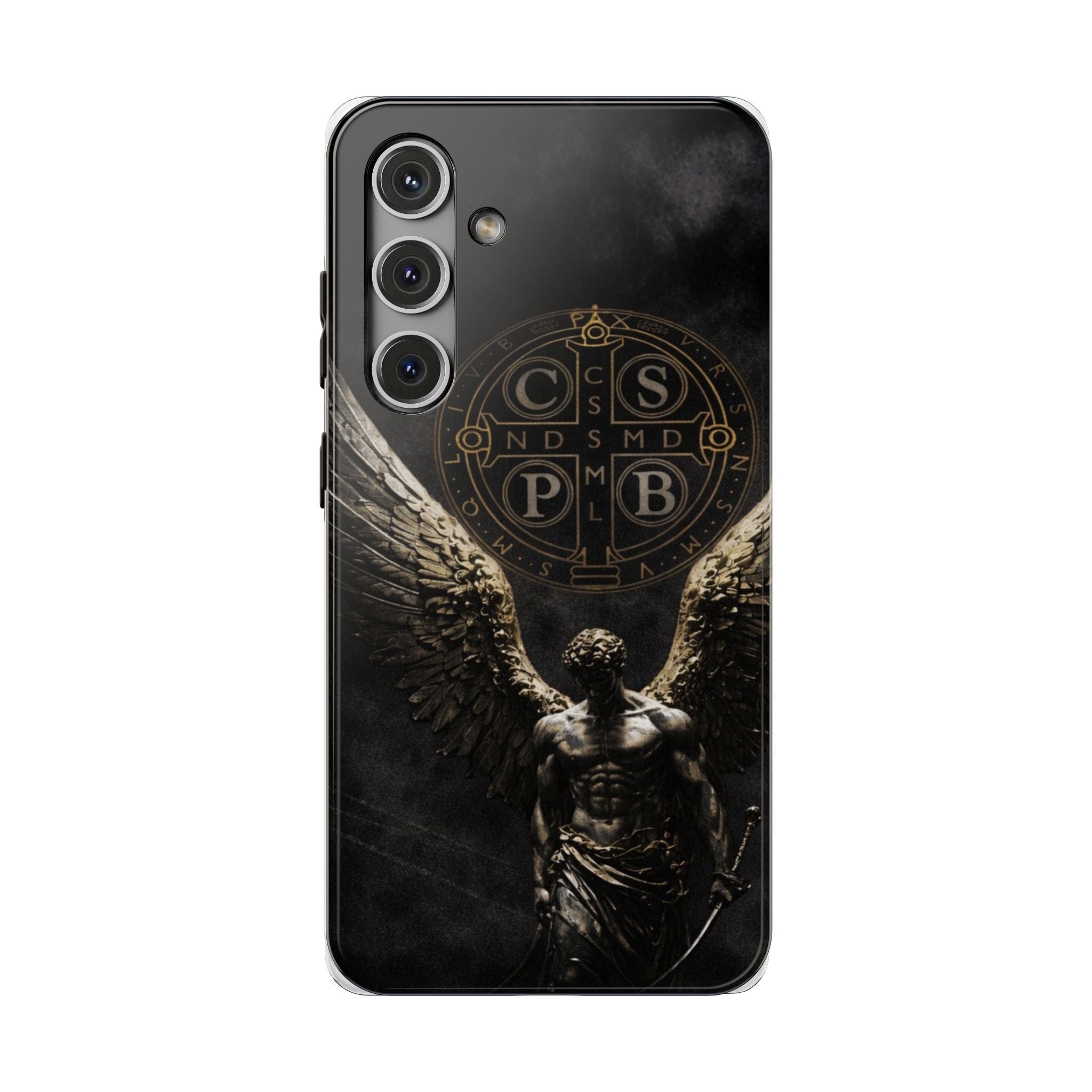 Saint Benedict Medal Phone Case – Archangel Warrior Design, Catholic Protection Case (iPhone & Samsung)