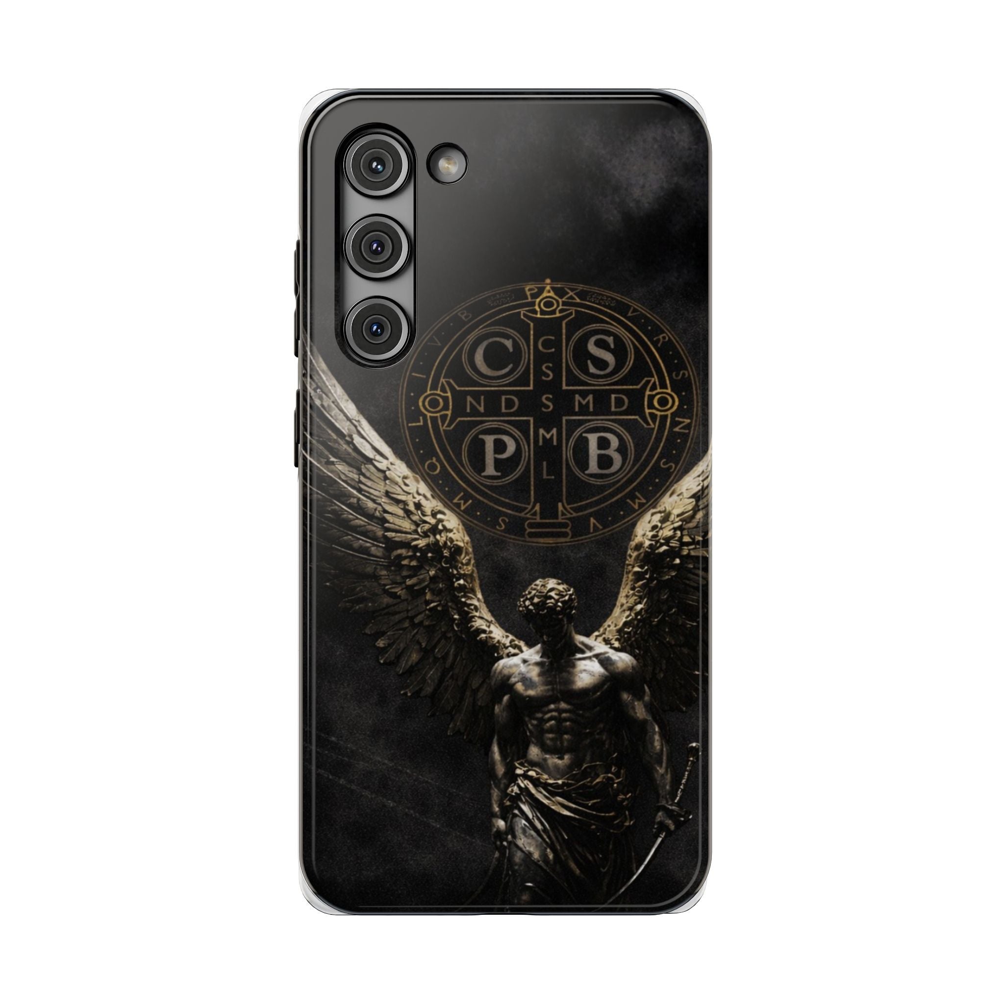 Saint Benedict Medal Phone Case – Archangel Warrior Design, Catholic Protection Case (iPhone & Samsung)