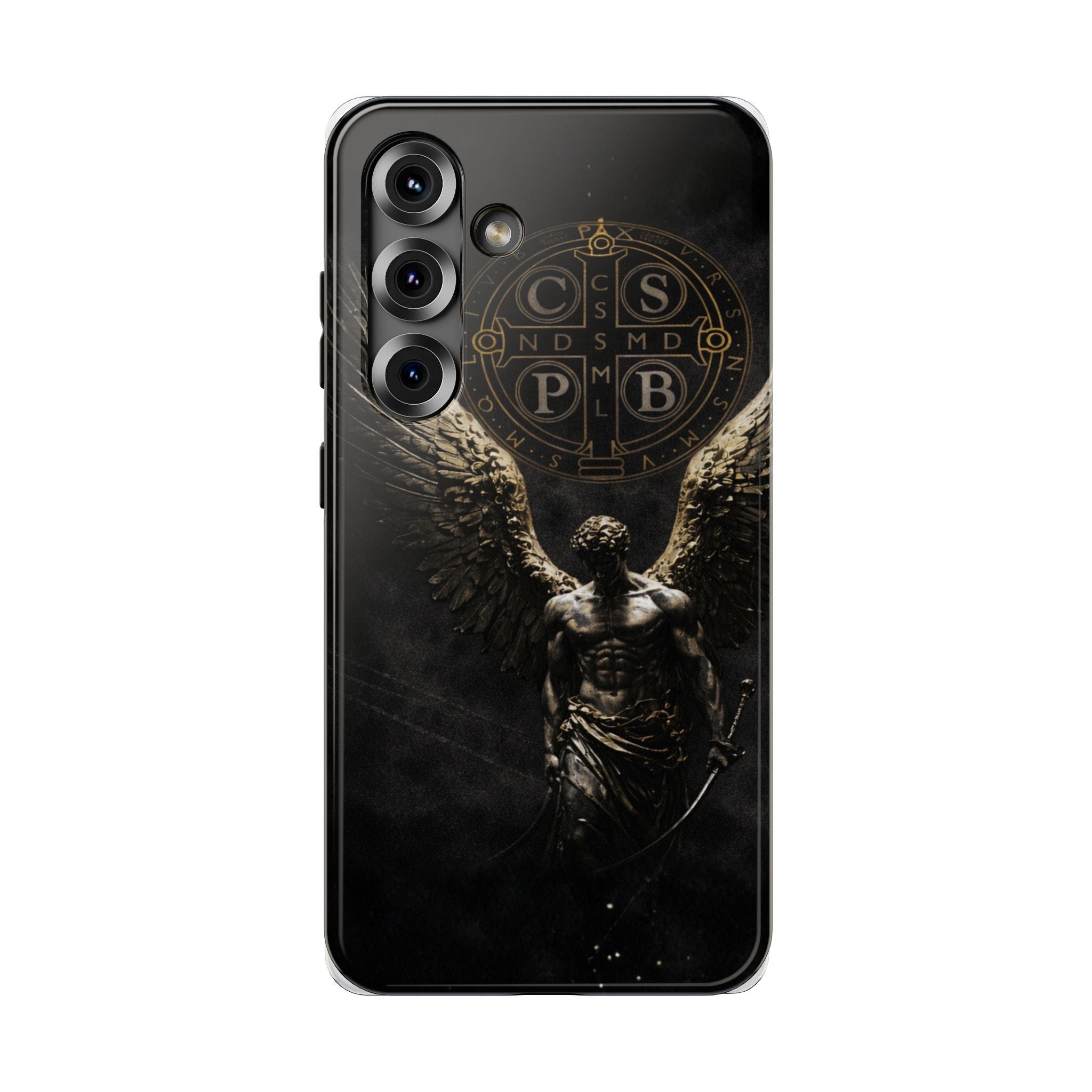 Saint Benedict Medal Phone Case – Archangel Warrior Design, Catholic Protection Case (iPhone & Samsung)