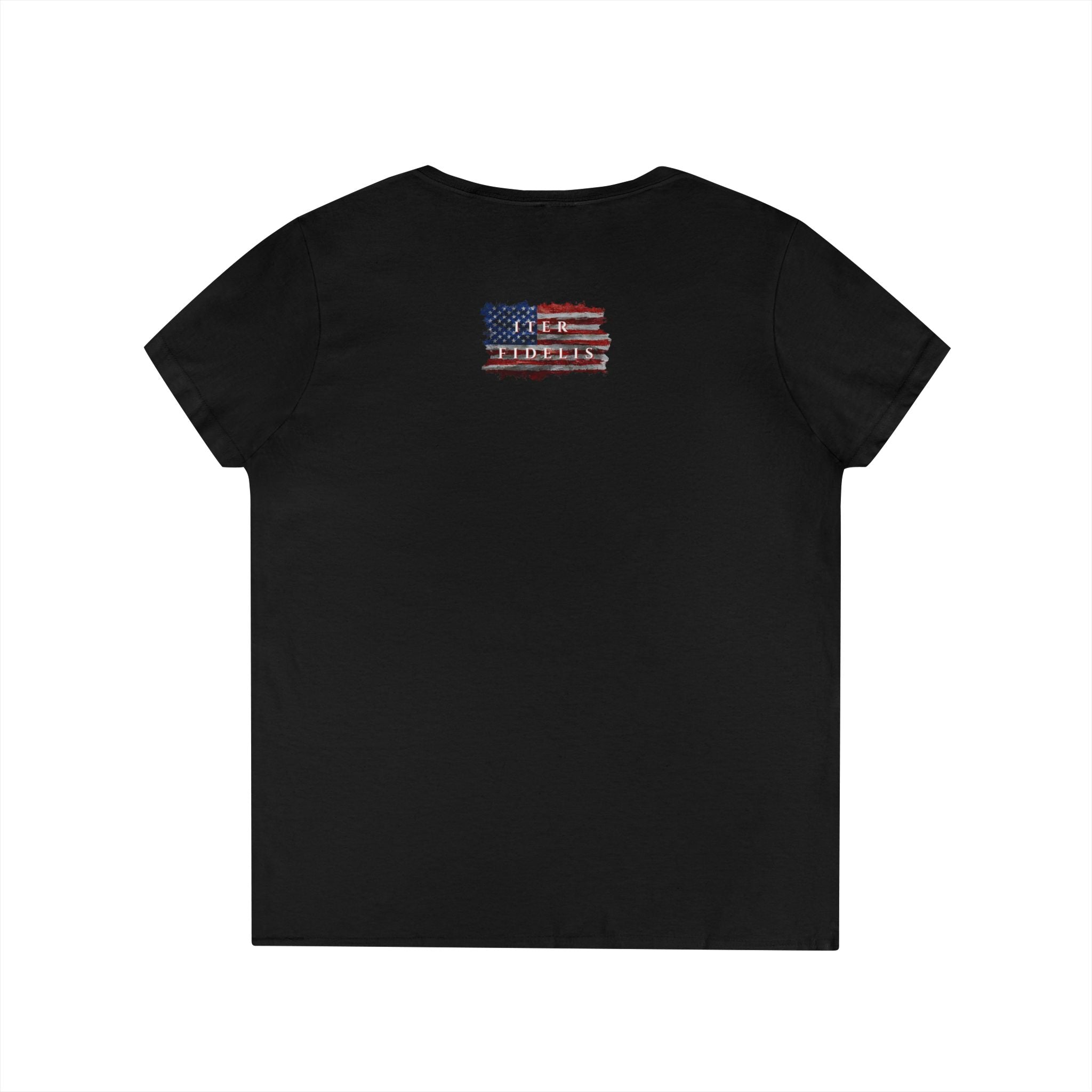 Proud Mom of a United States Marine  - Iter Fidelis V-Neck Tee