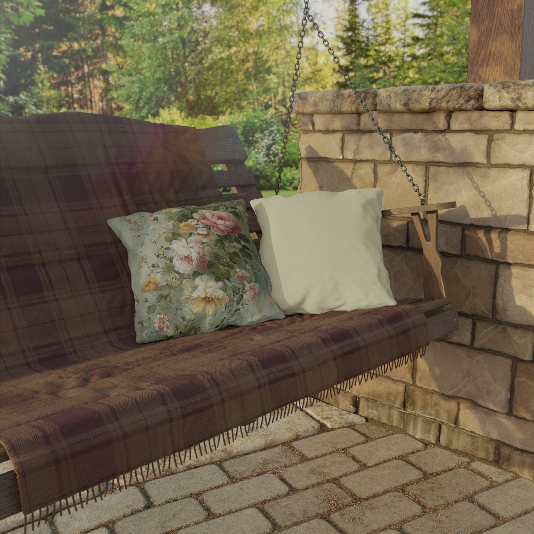 Verdant Bloom Outdoor Pillow