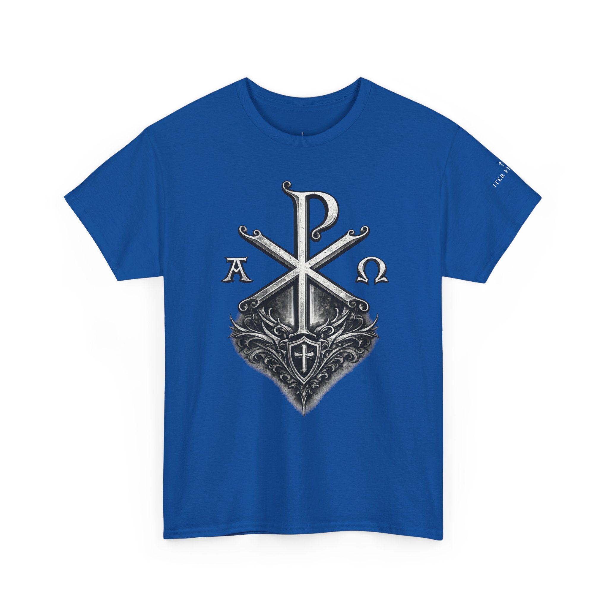 Christian Chi-Rho Symbol Tee — Alpha & Omega Vintage Cross Shirt