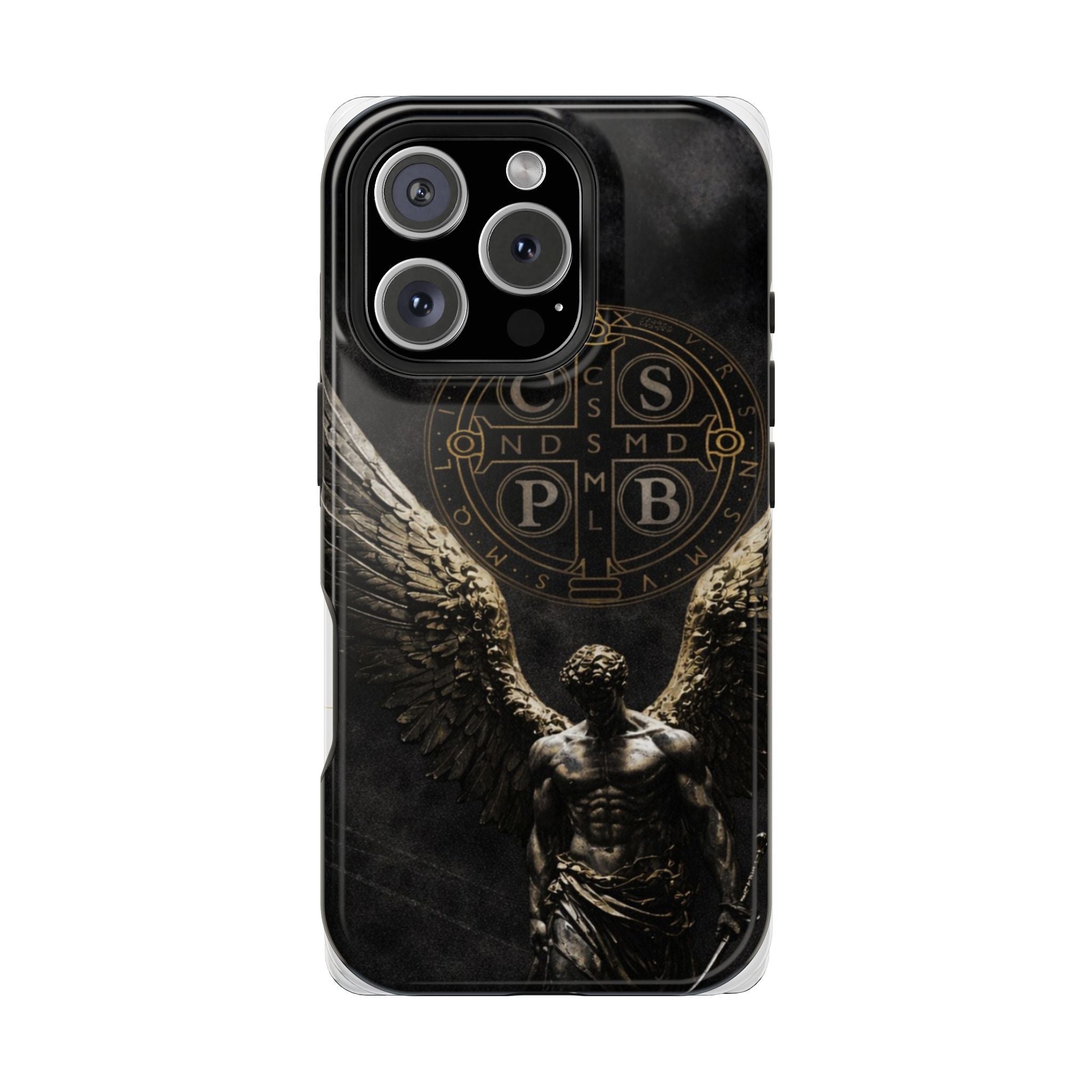 Saint Benedict Medal Phone Case – Archangel Warrior Design, Catholic Protection Case (iPhone & Samsung)