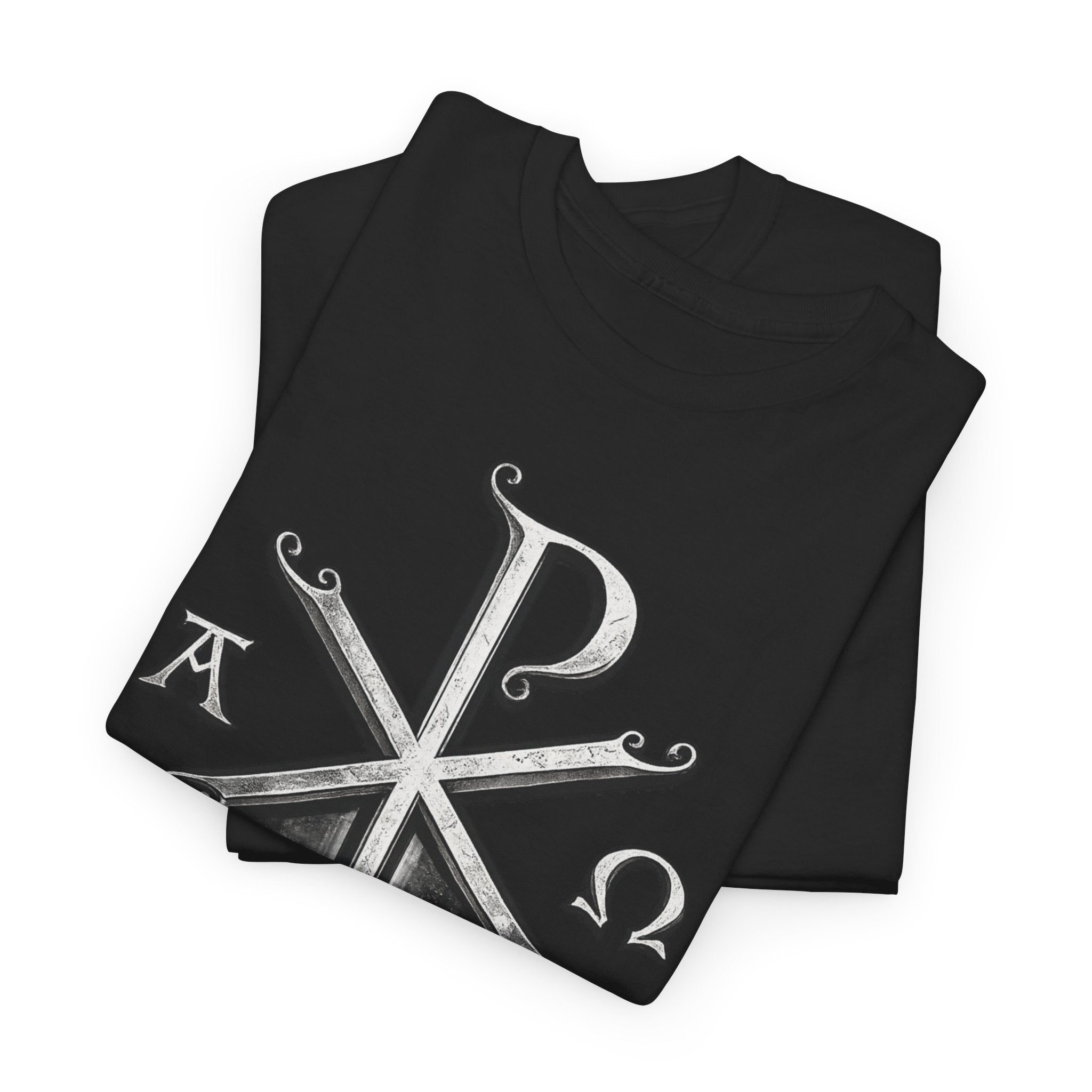 Christian Chi-Rho Symbol Tee — Alpha & Omega Vintage Cross Shirt