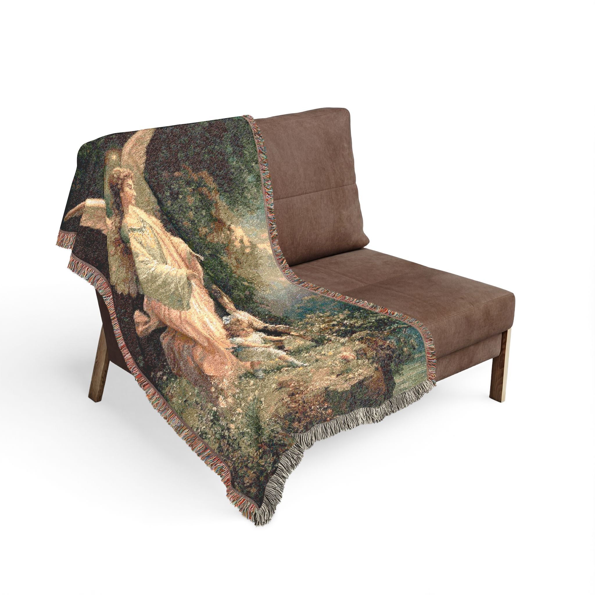 Guardian Angel Art Woven Blanket — Vintage Guardian Throw for Home Decor & Gifts