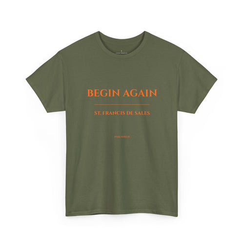 Begin Again minimalist text tee | Inspirational slogan shirt