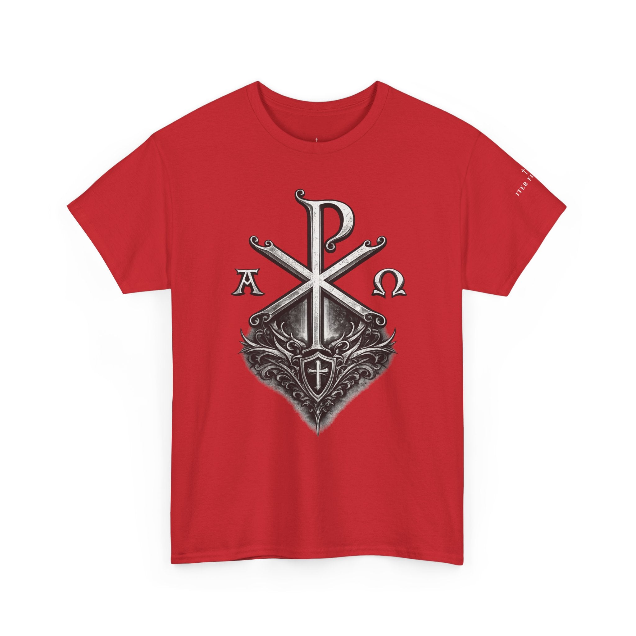 Christian Chi-Rho Symbol Tee — Alpha & Omega Vintage Cross Shirt