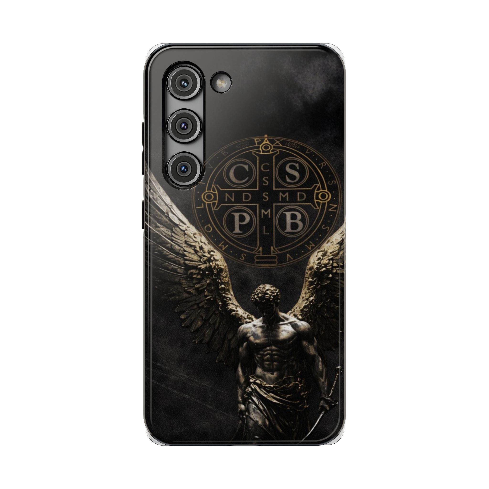 Saint Benedict Medal Phone Case – Archangel Warrior Design, Catholic Protection Case (iPhone & Samsung)