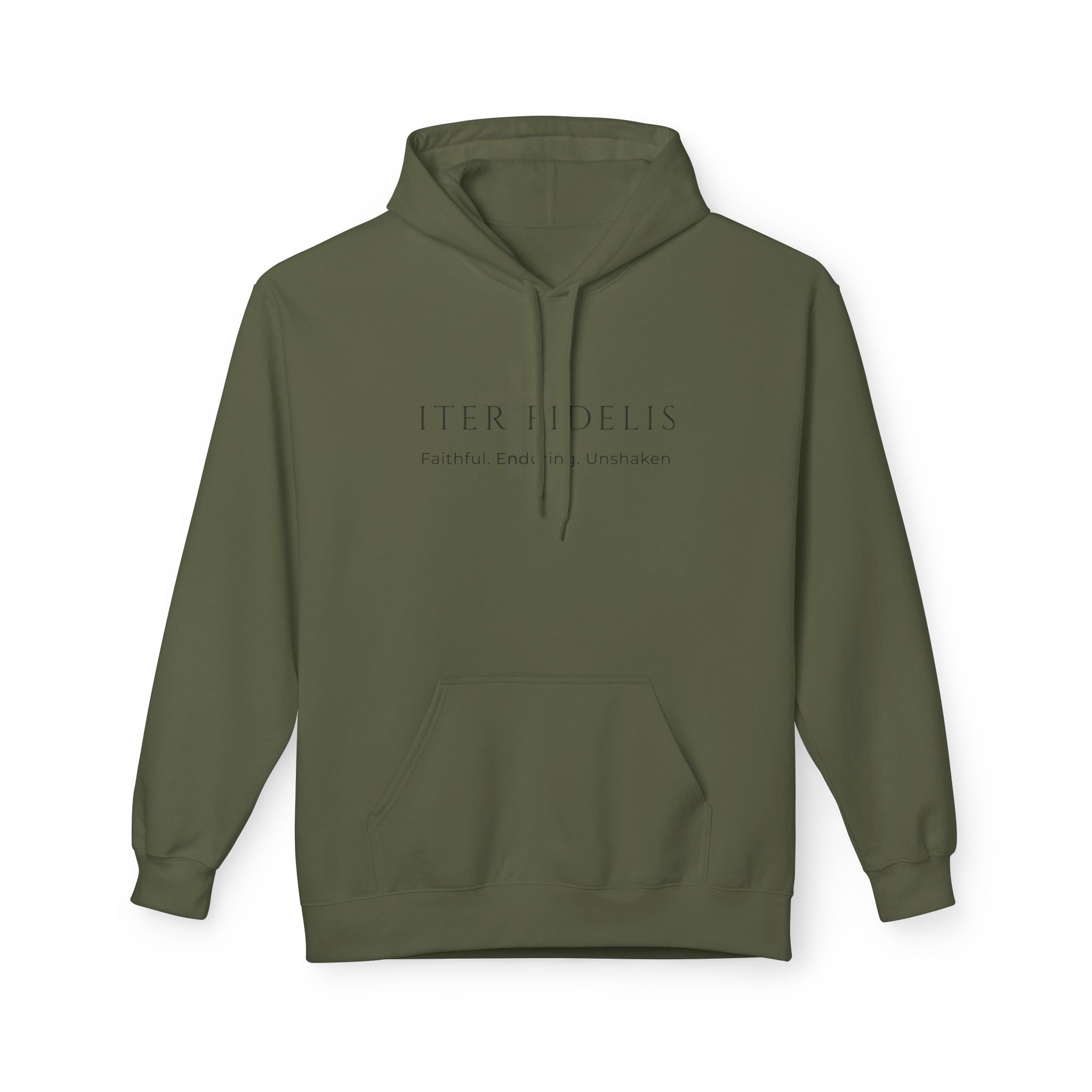 Iter Fidelis Minimalist Hoodie — 'iter fidelis' Latin Script