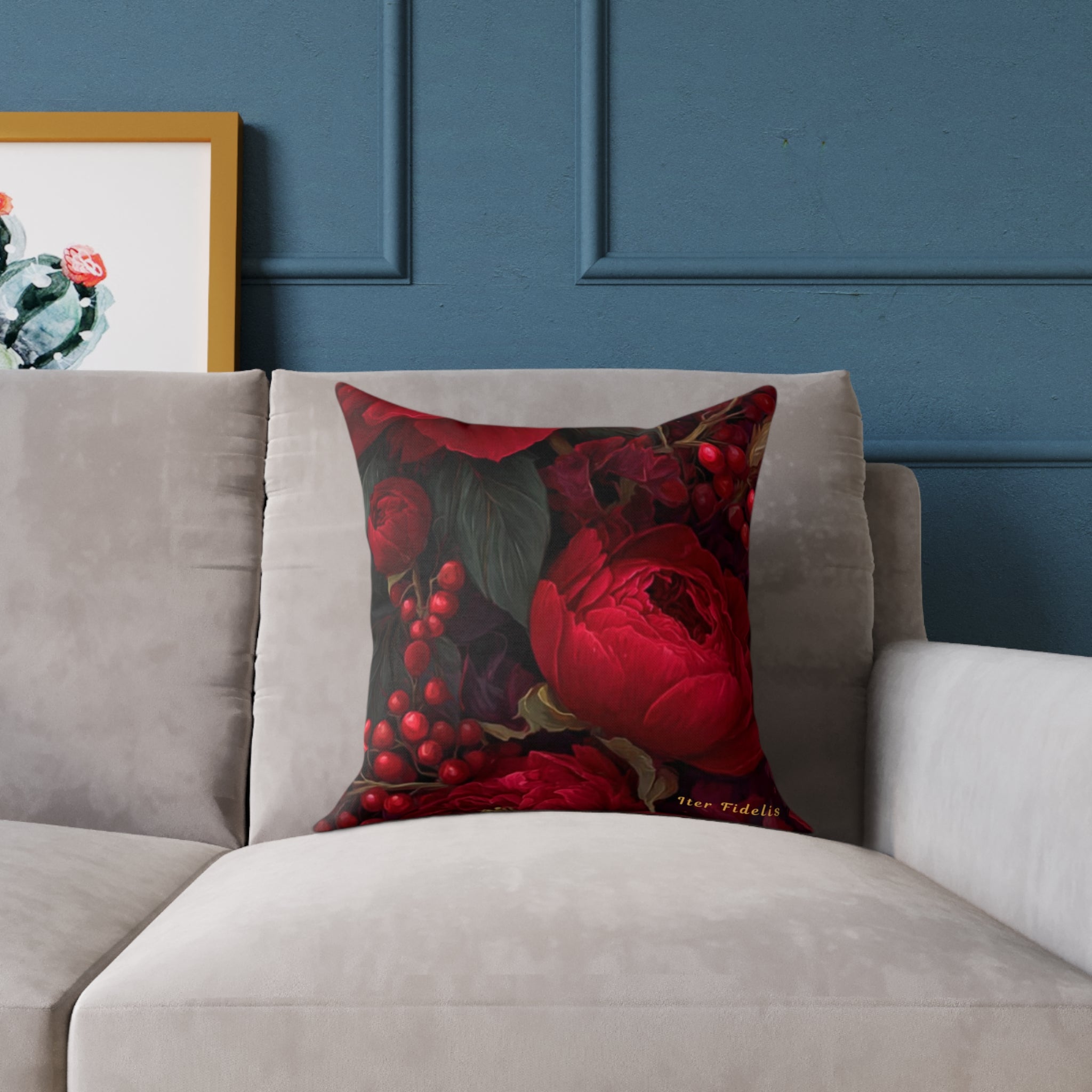 Bold Peony & Berry Iter Fidelis Throw Pillow