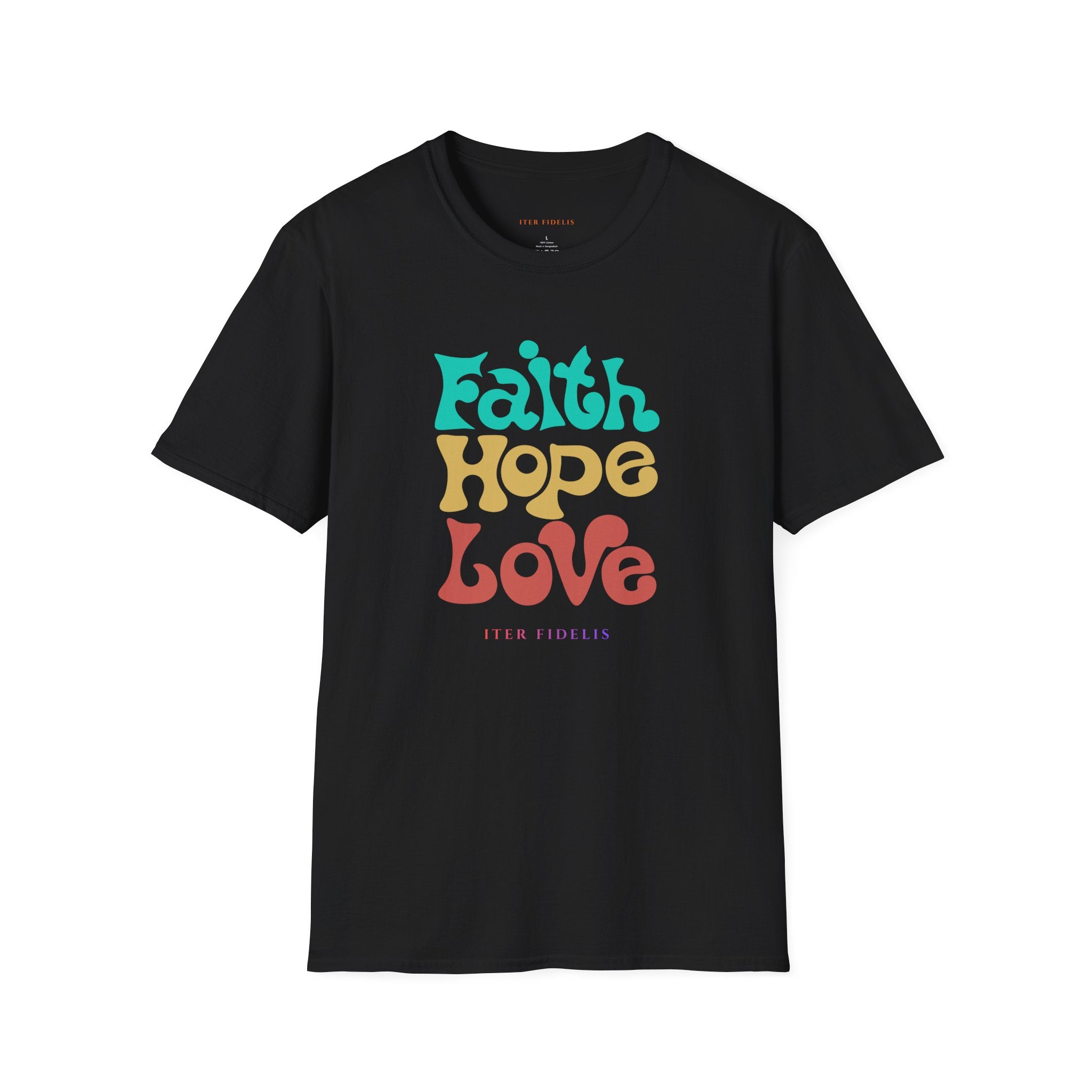 Faith Hope Love T-Shirt — Retro Colorful Inspirational Tee