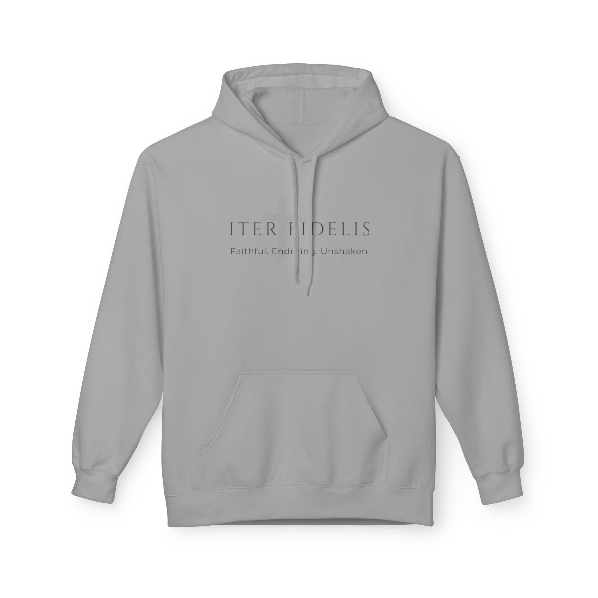 Iter Fidelis Minimalist Hoodie — 'iter fidelis' Latin Script