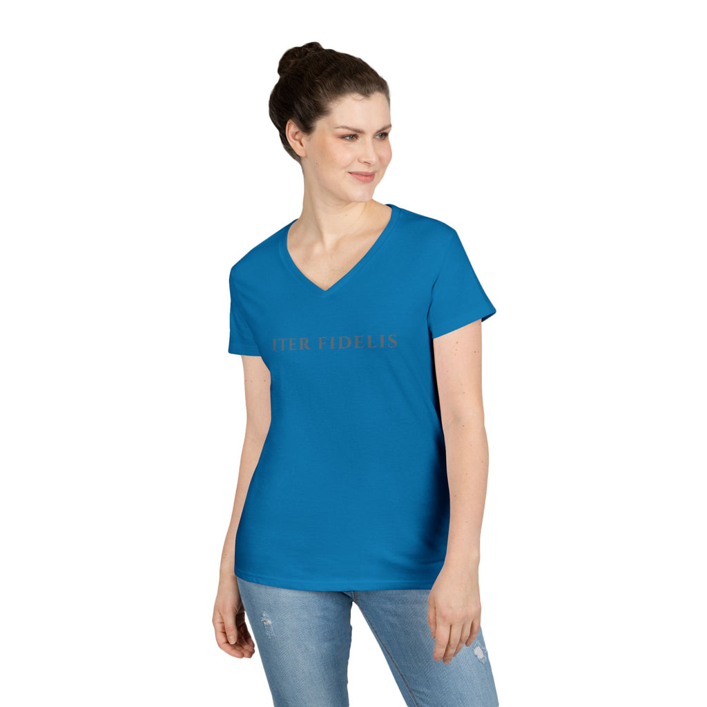 Sacred Heart Marian Graphic Ladies' Shirt —  Iter Fidelis V-Neck Tee