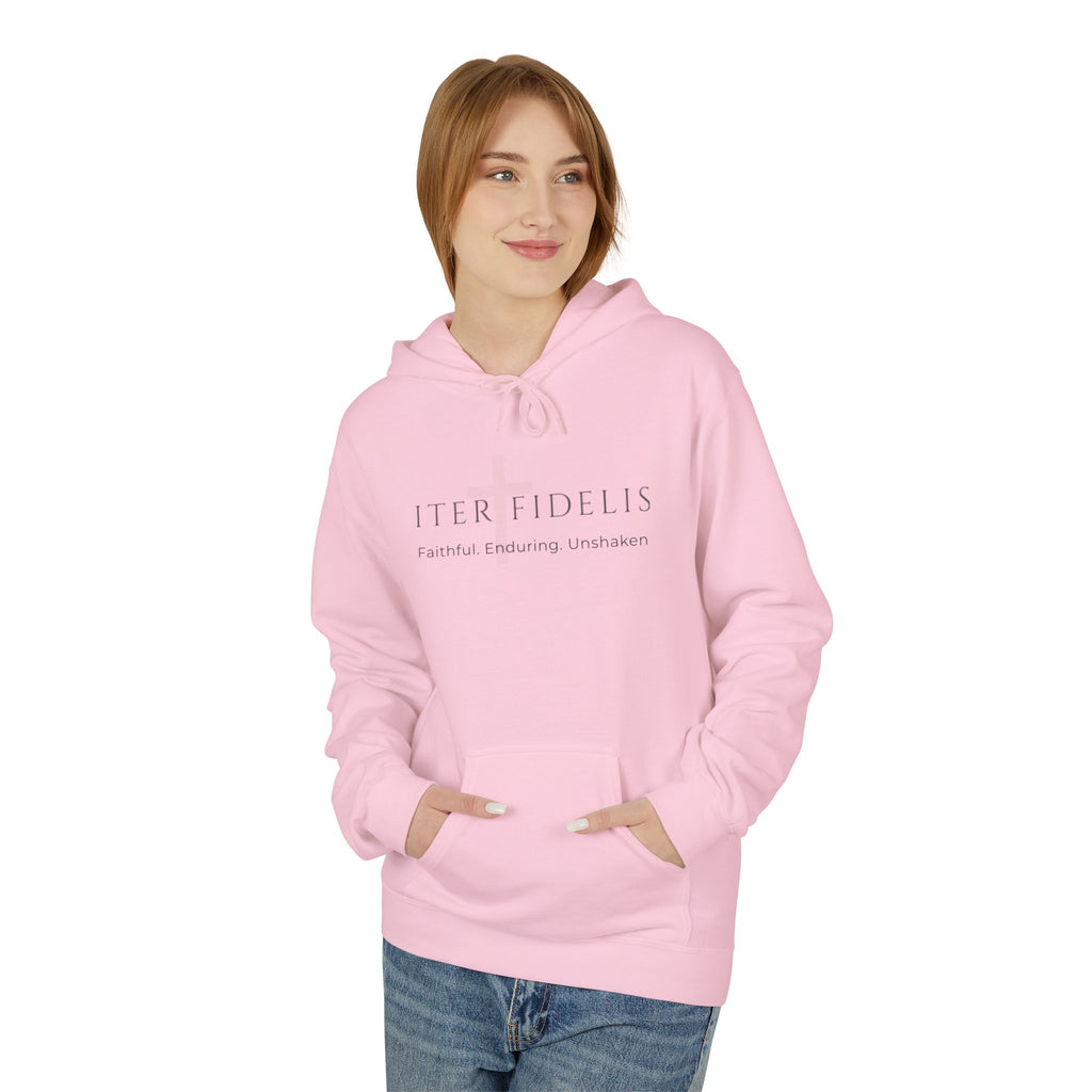 Iter Fidelis Minimalist Hoodie — 'iter fidelis' Latin Script