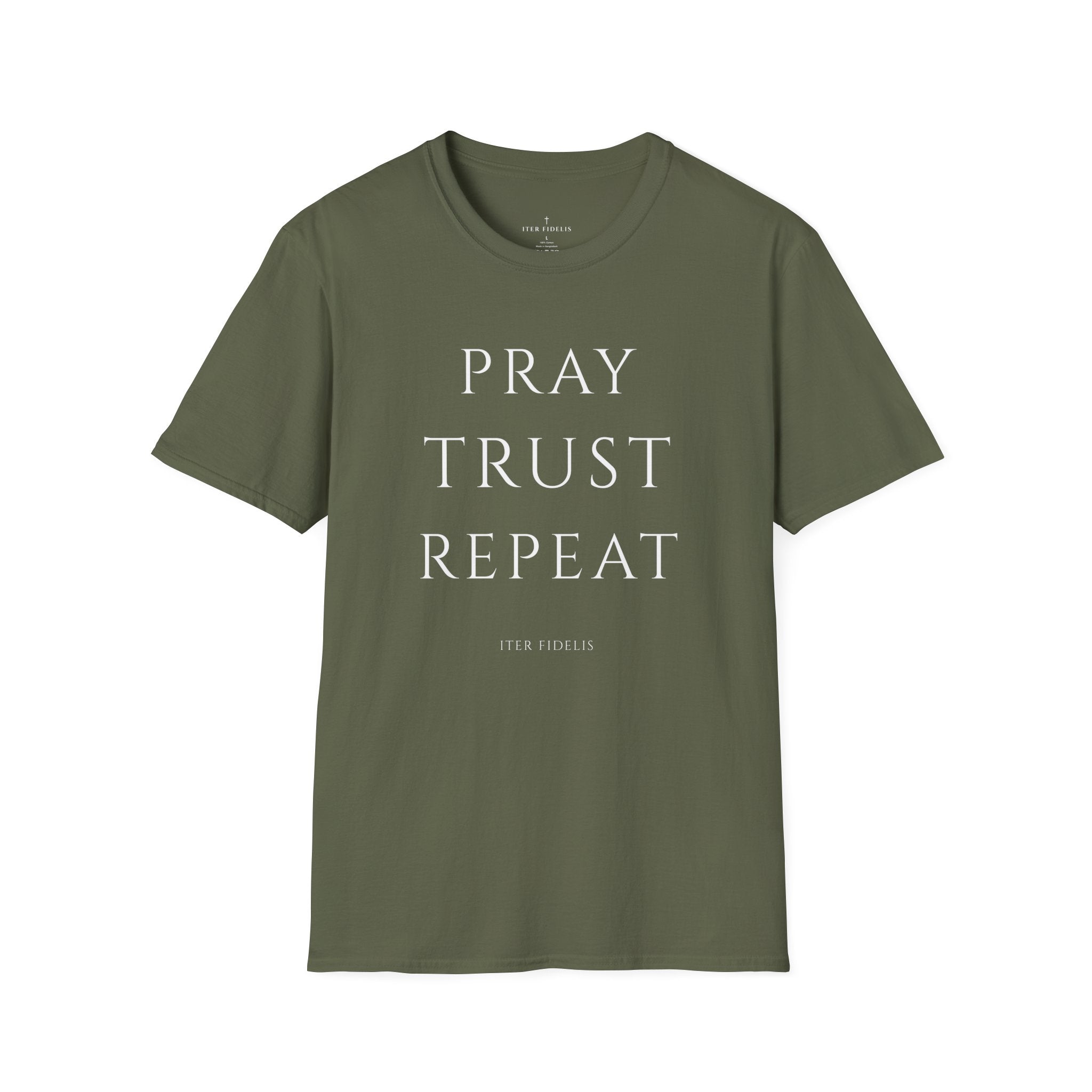 Pray Trust Repeat Women's T-Shirt — Faith Inspirational Graphic Tee