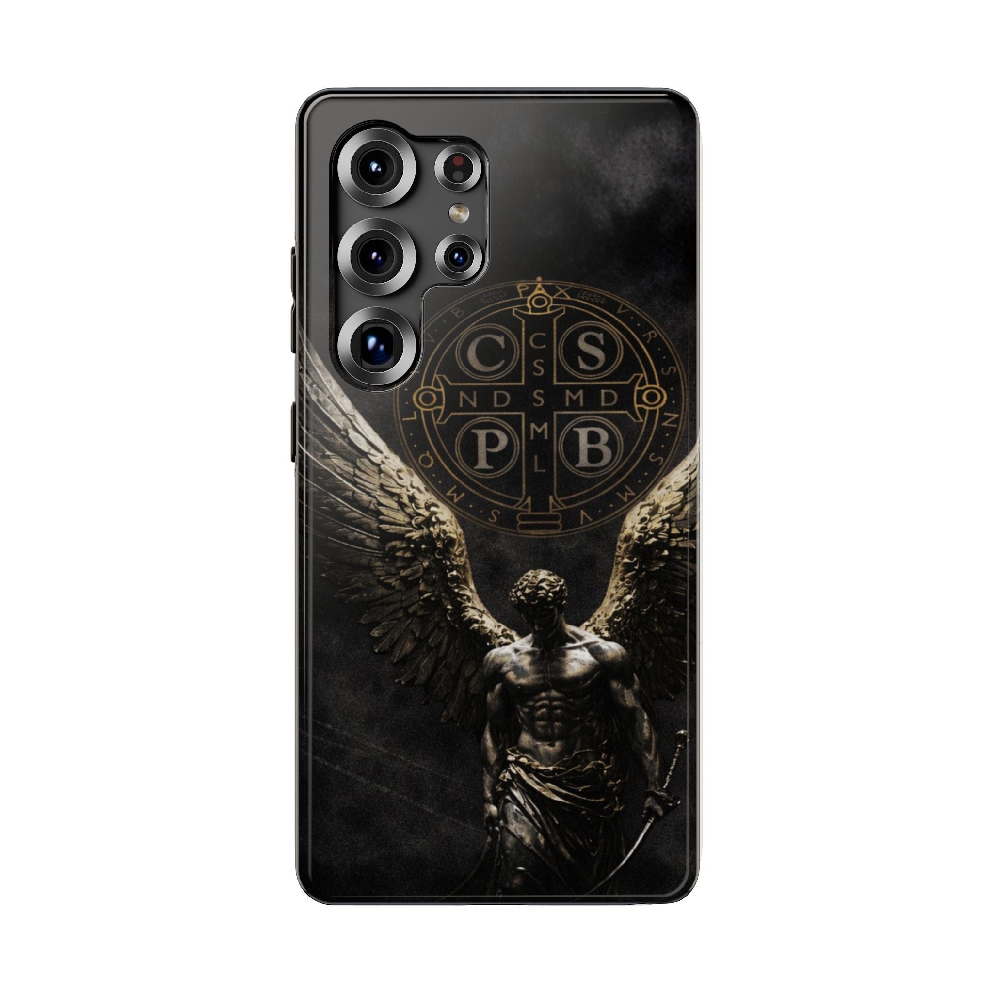 Saint Benedict Medal Phone Case – Archangel Warrior Design, Catholic Protection Case (iPhone & Samsung)