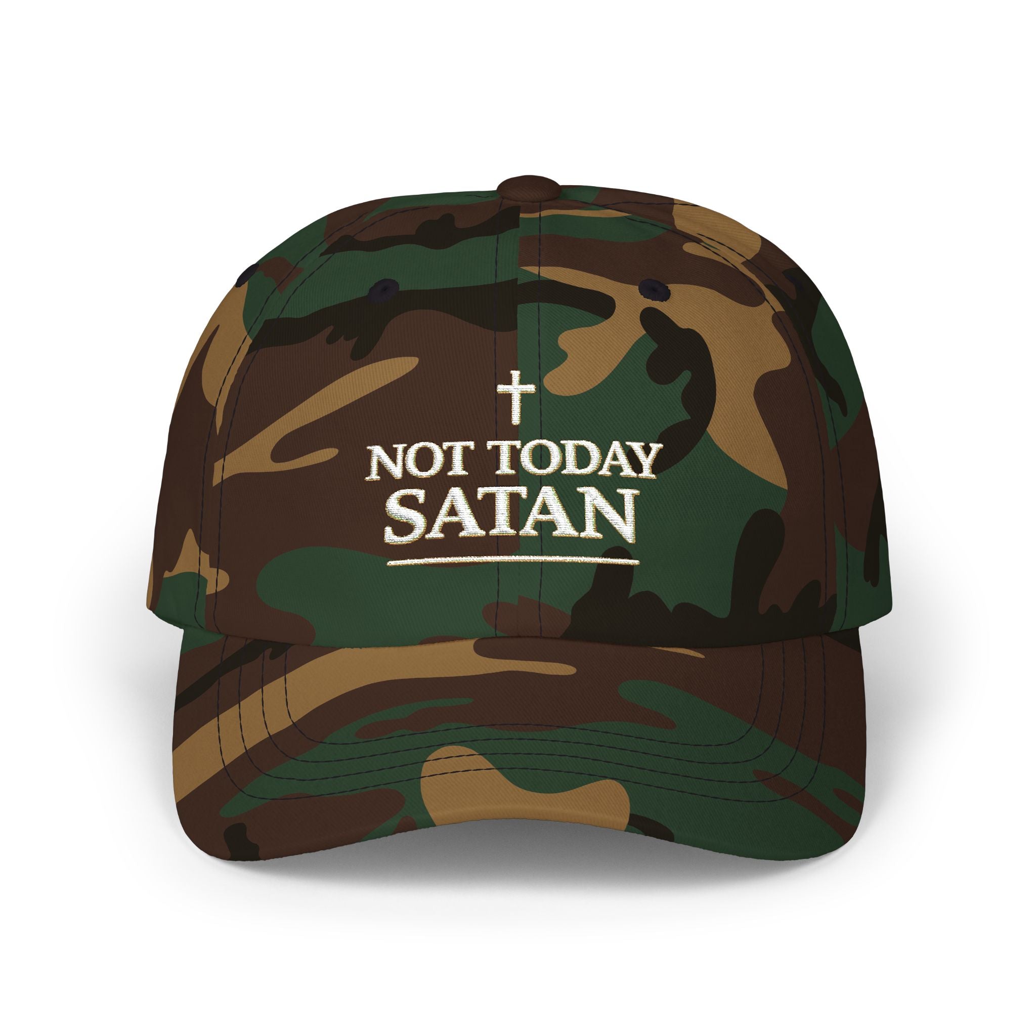 "Not Today Satan" Embroidered Dad Cap — Iter Fidelis
