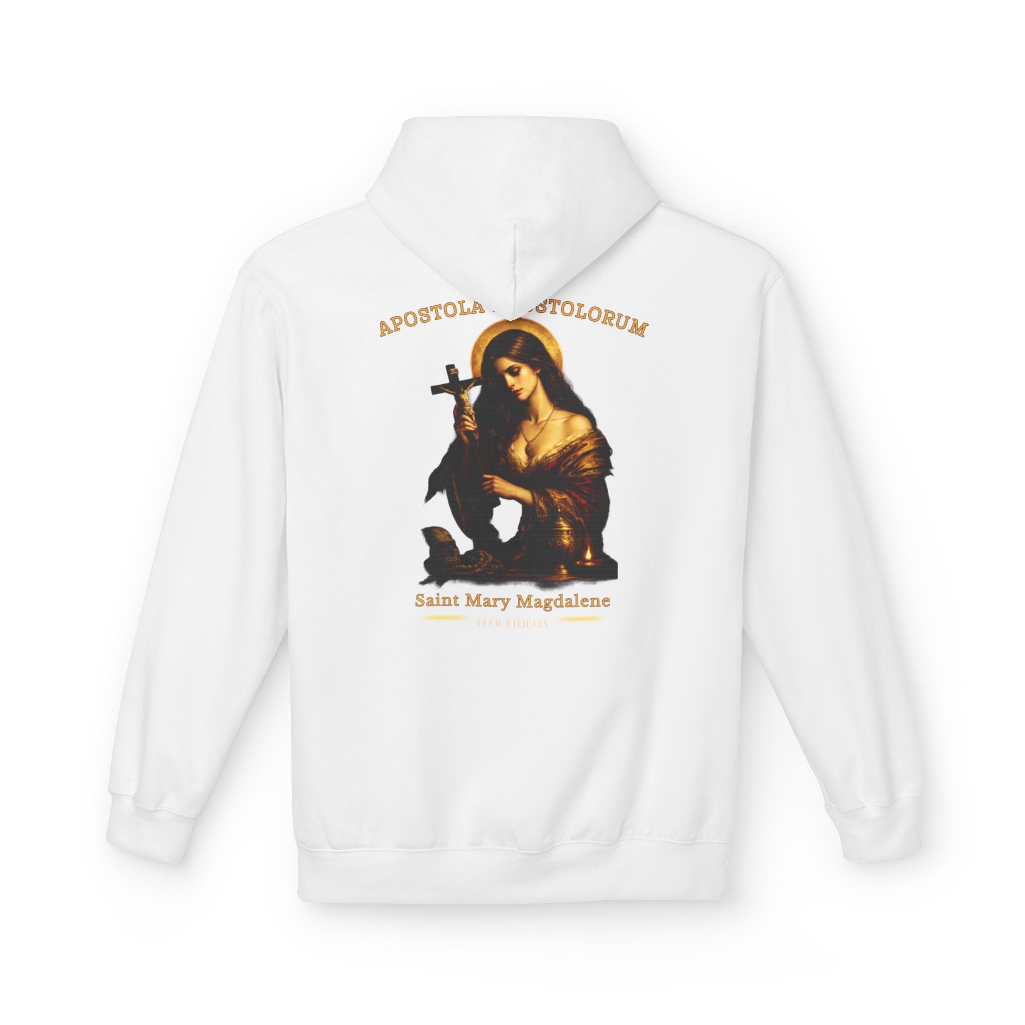 Mary Magdalene Graphic Hoodie — "Iter Fidelis" Religious Art Pullover