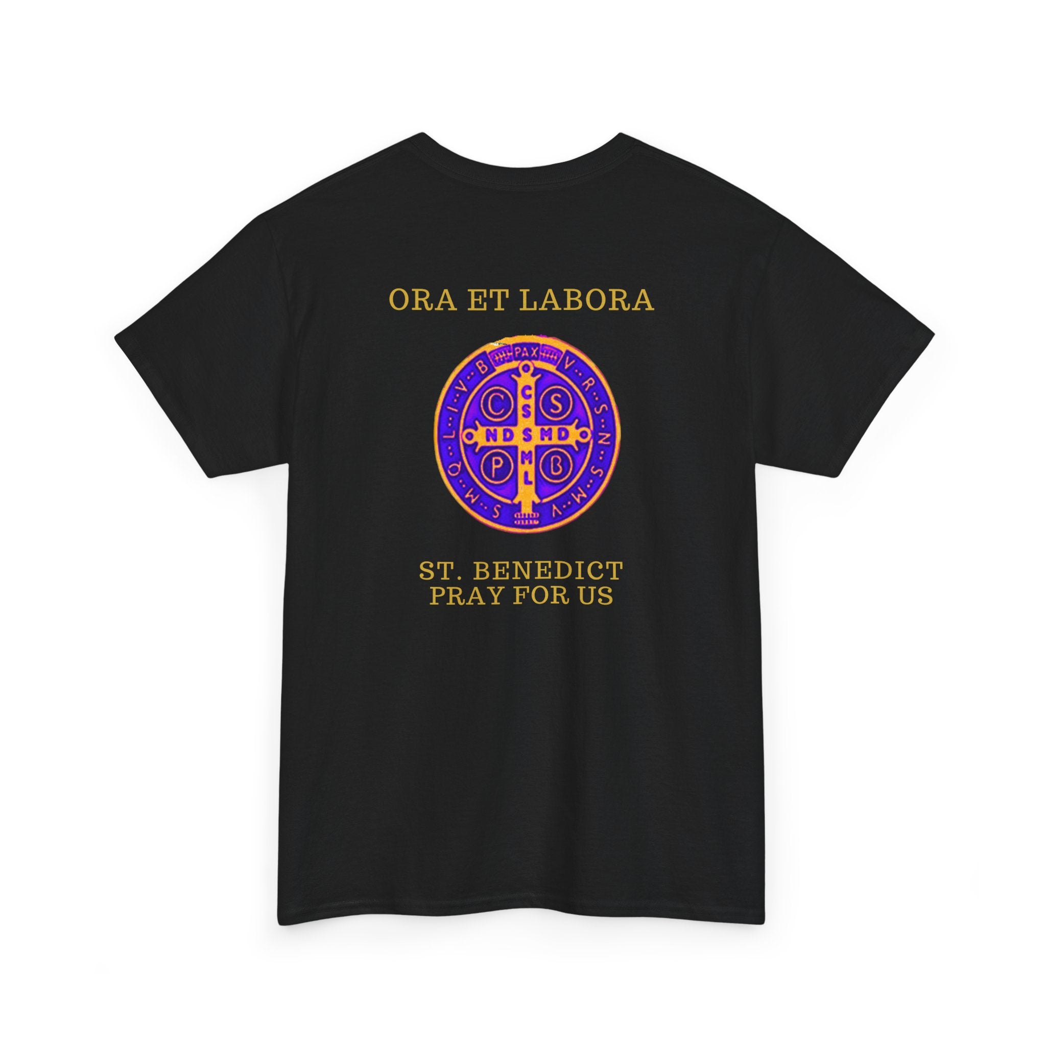 St. Benedict Medal design Tee | Ora et Labora, Iter Fidelis