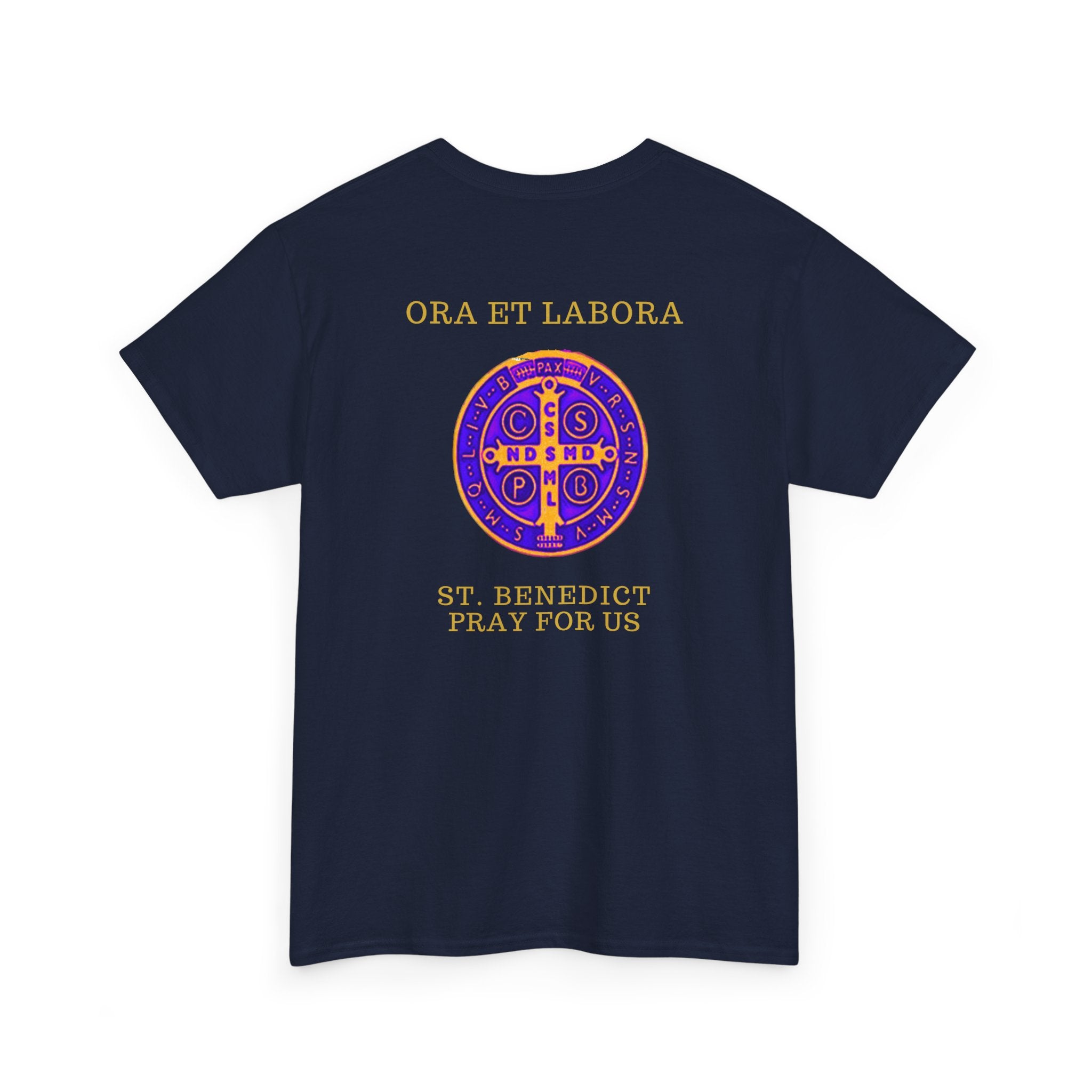 St. Benedict Medal design Tee | Ora et Labora, Iter Fidelis