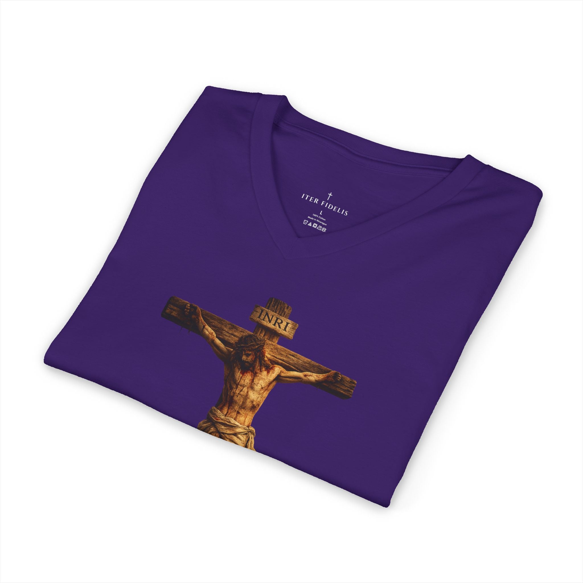 Jesus Paid It All V-Neck Tee — Christian Faith Cross Graphic Shirt