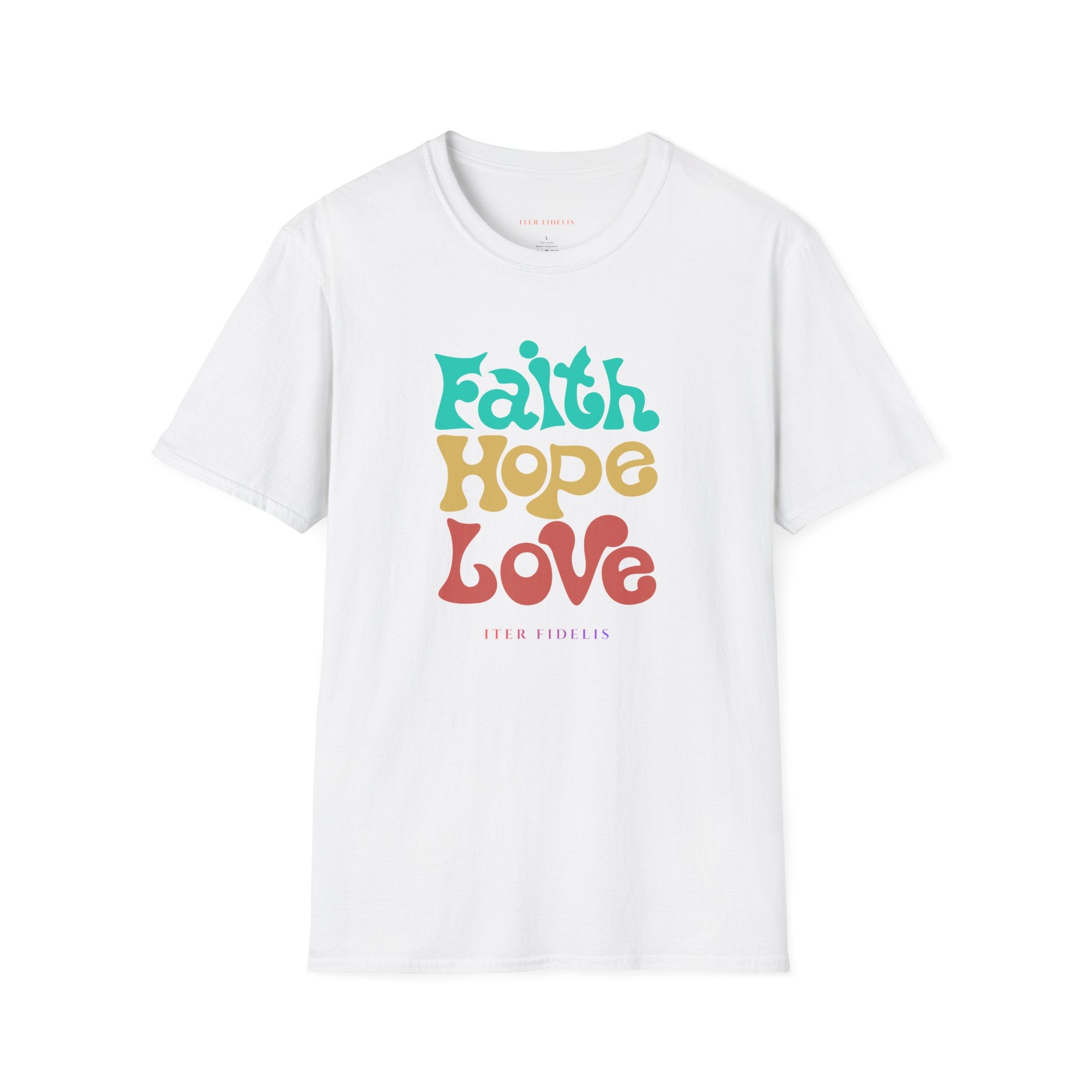 Faith Hope Love T-Shirt — Retro Colorful Inspirational Tee