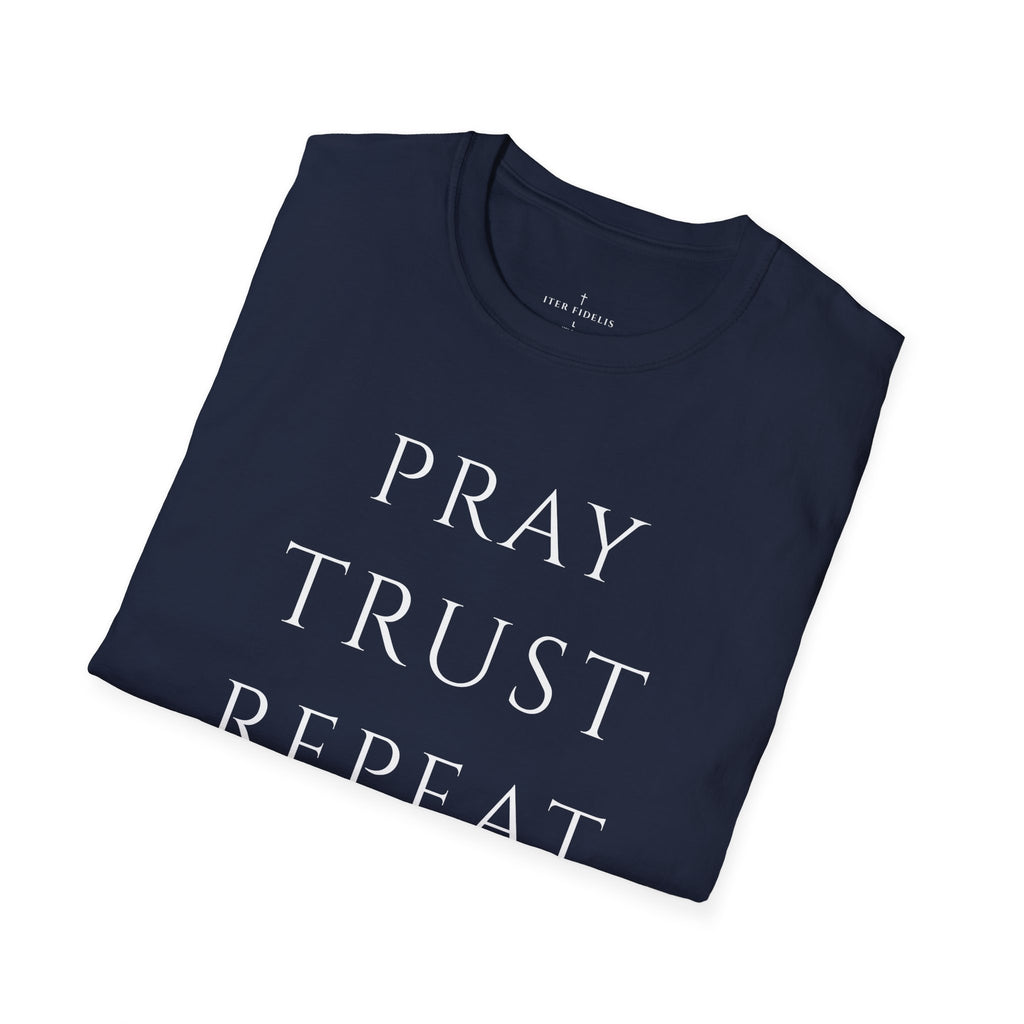 Pray Trust Repeat Women's T-Shirt — Faith Inspirational Graphic Tee
