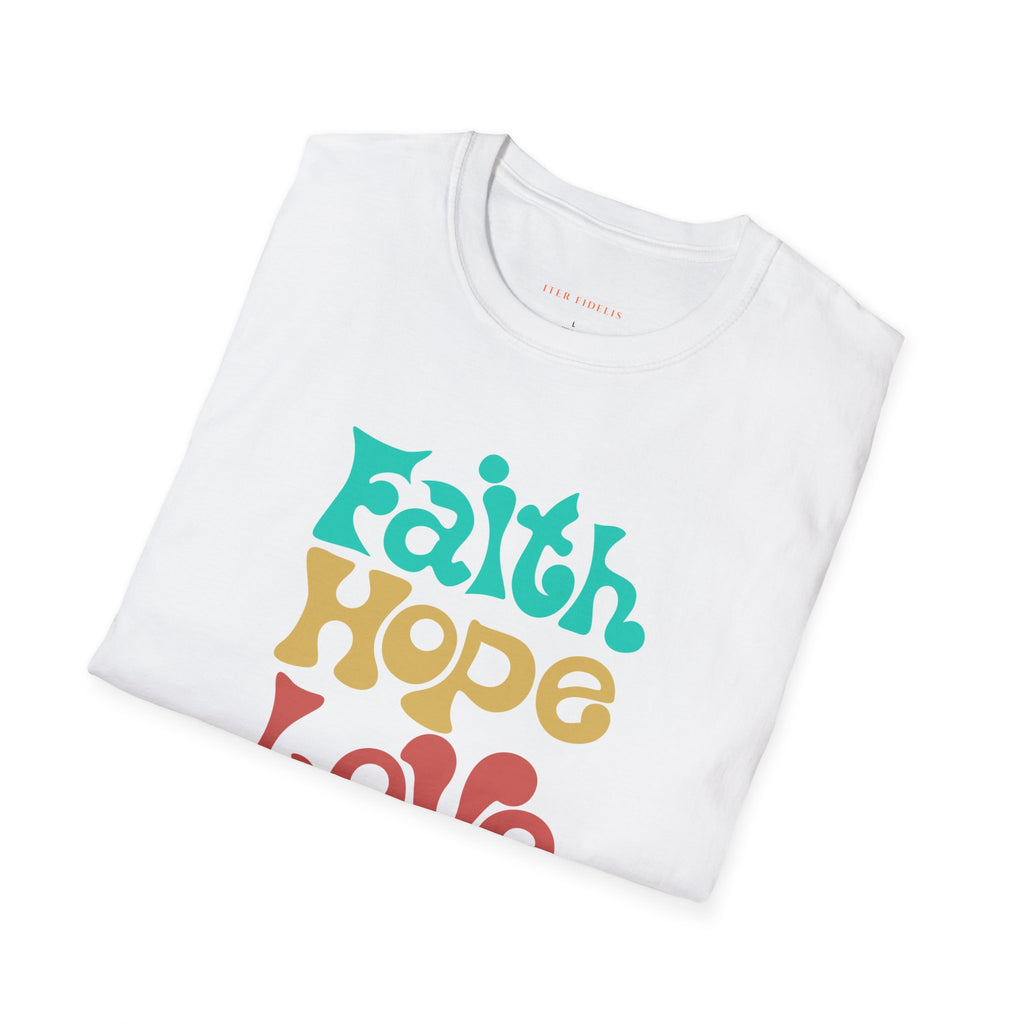 Faith Hope Love T-Shirt — Retro Colorful Inspirational Tee
