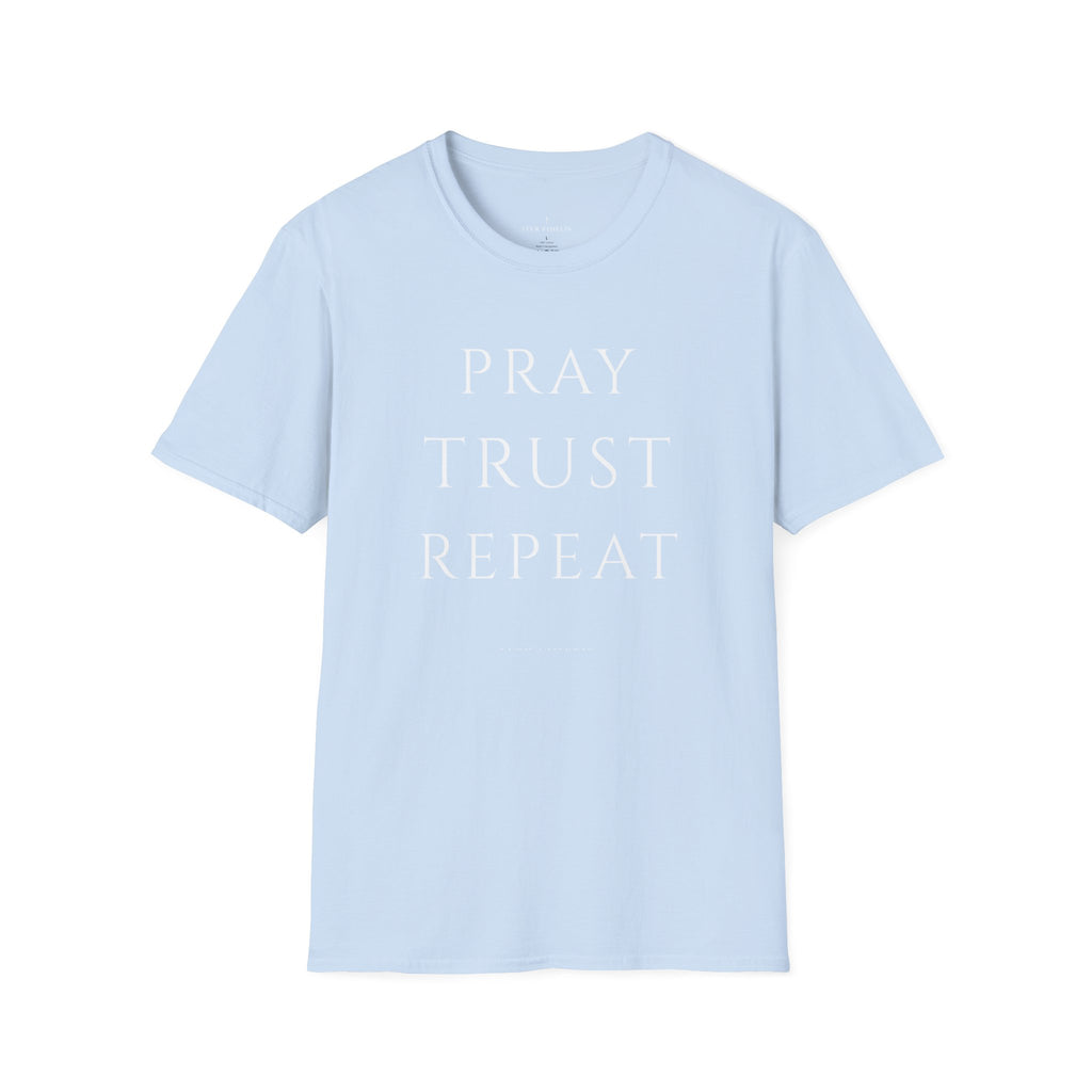 Pray Trust Repeat Women's T-Shirt — Faith Inspirational Graphic Tee