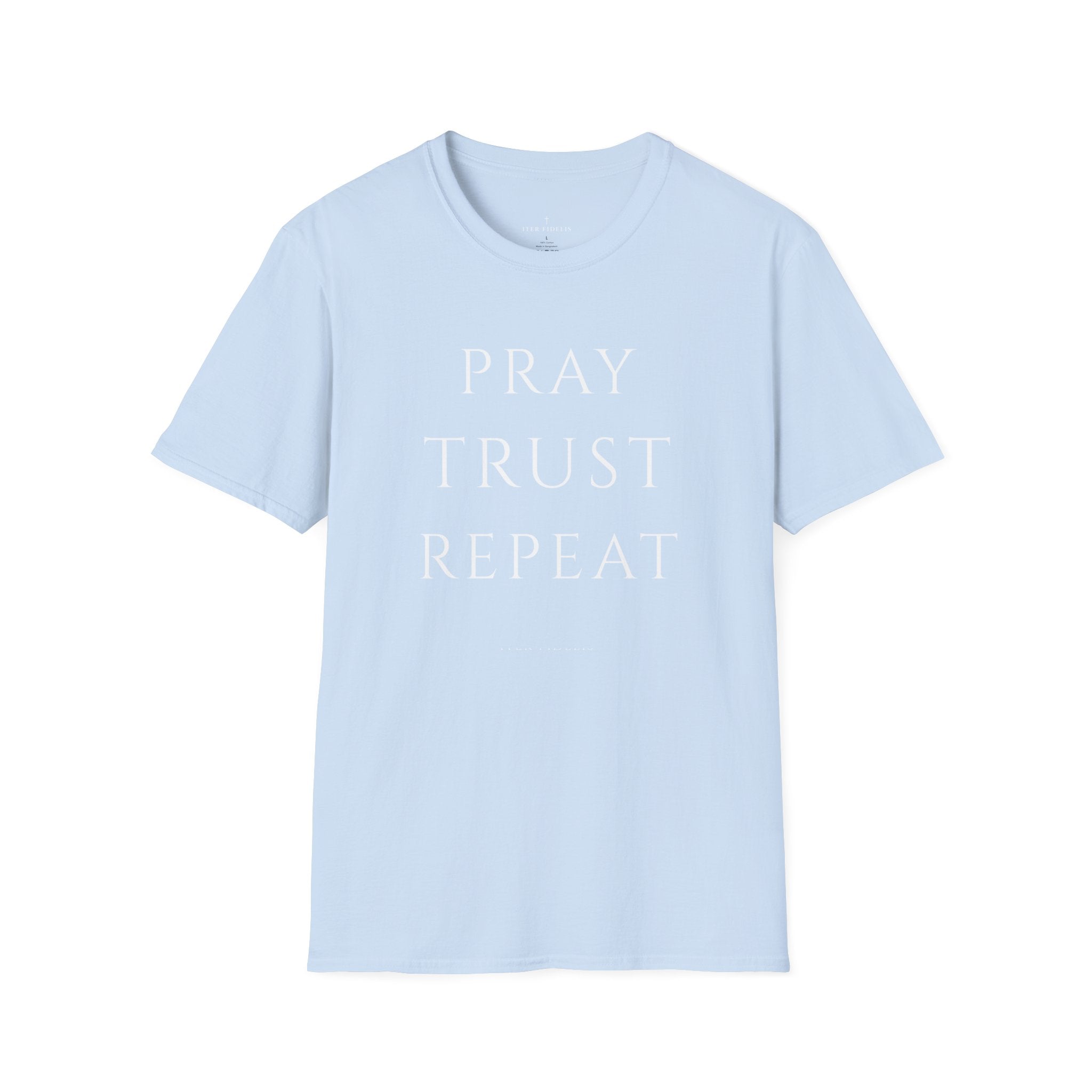 Pray Trust Repeat Women's T-Shirt — Faith Inspirational Graphic Tee