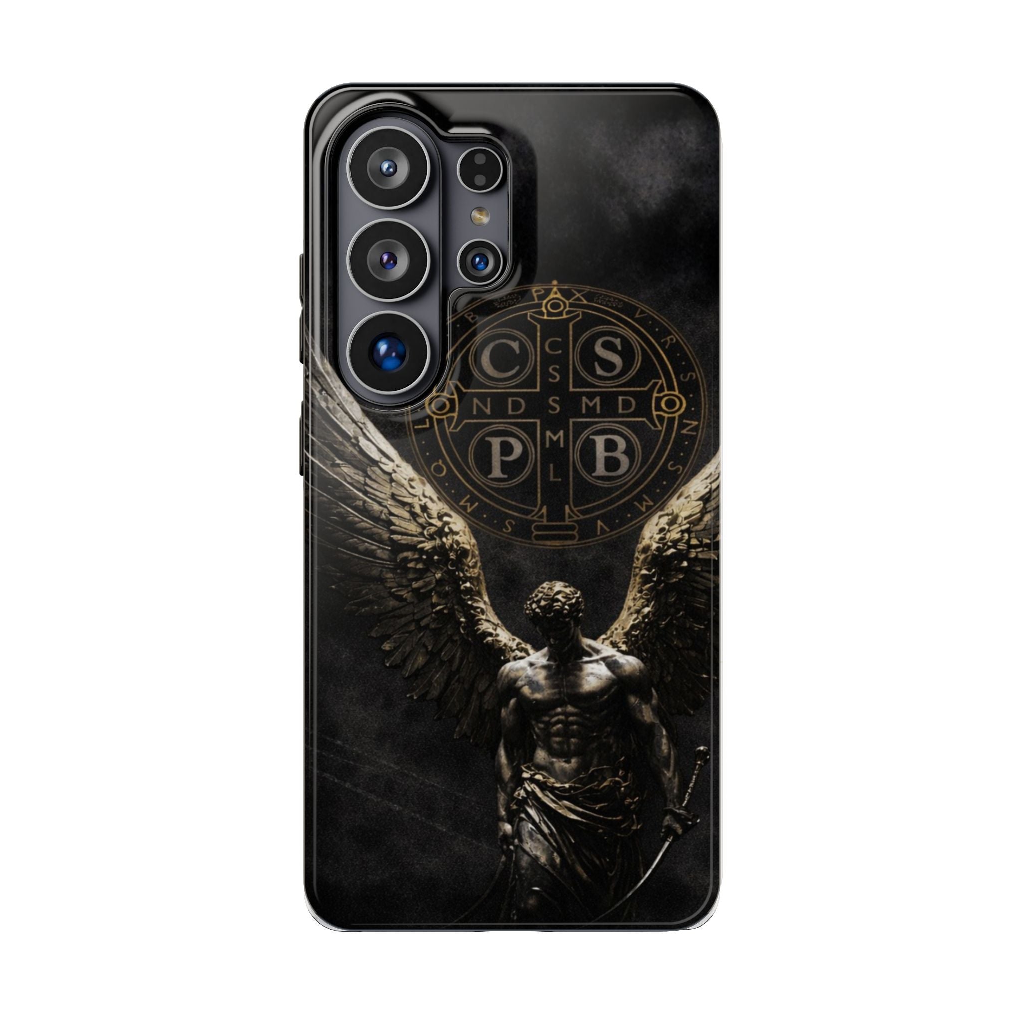 Saint Benedict Medal Phone Case – Archangel Warrior Design, Catholic Protection Case (iPhone & Samsung)