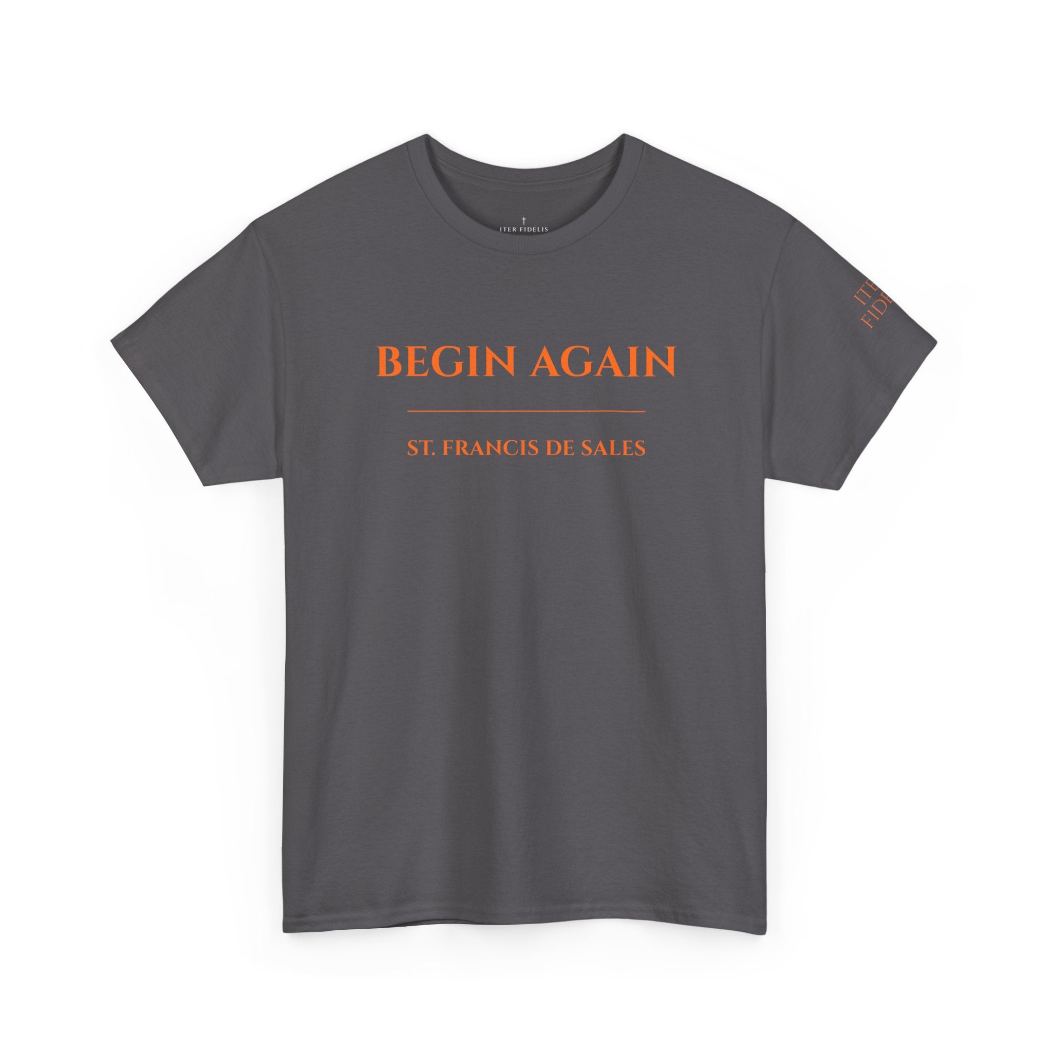 Begin Again minimalist text tee | Inspirational slogan shirt