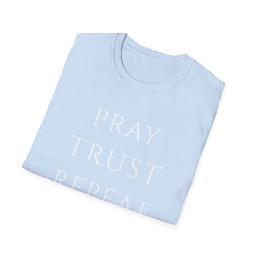 Pray Trust Repeat Women's T-Shirt — Faith Inspirational Graphic Tee