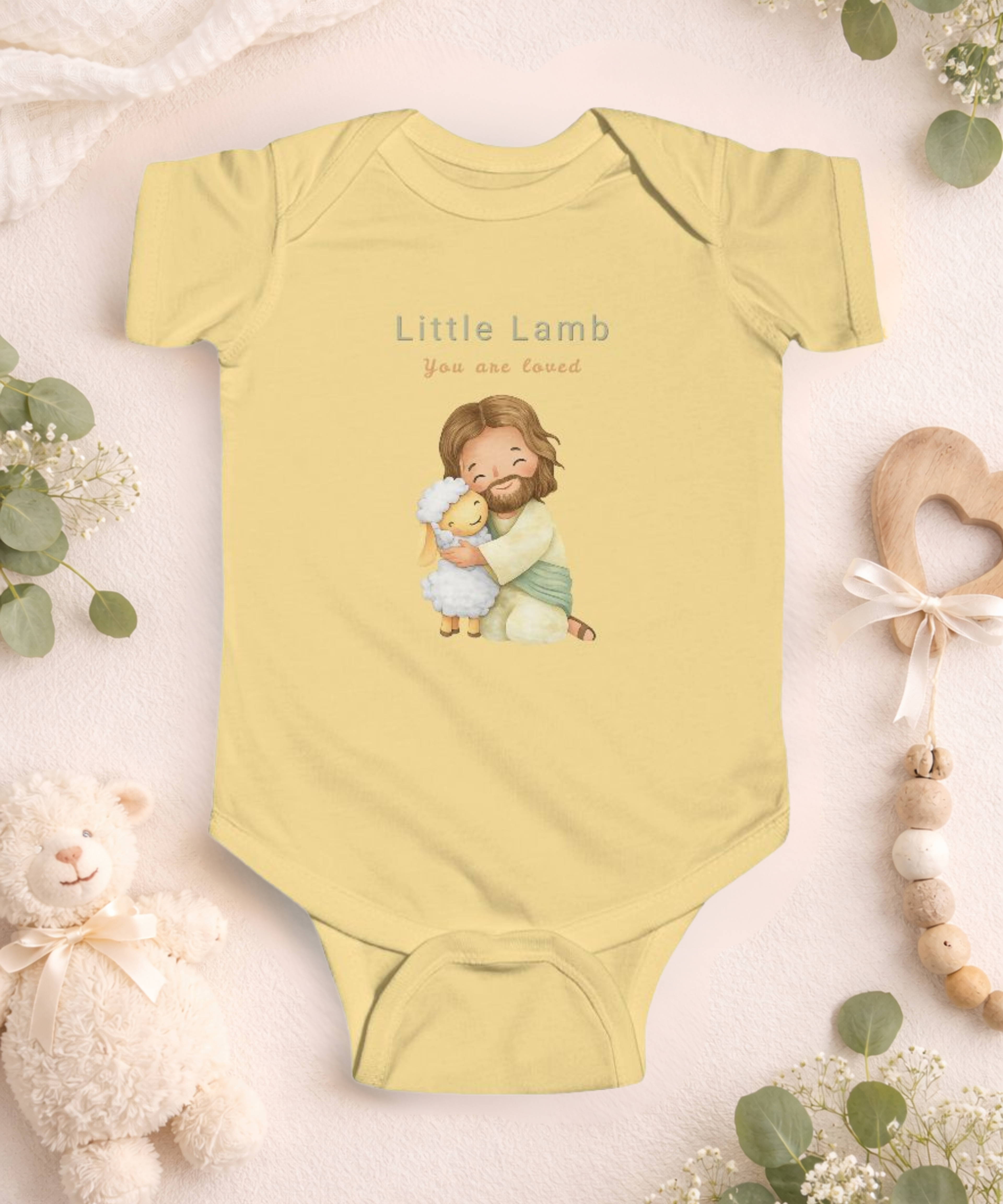 "Little Lamb You Are Loved" Christian Infant Onesie
