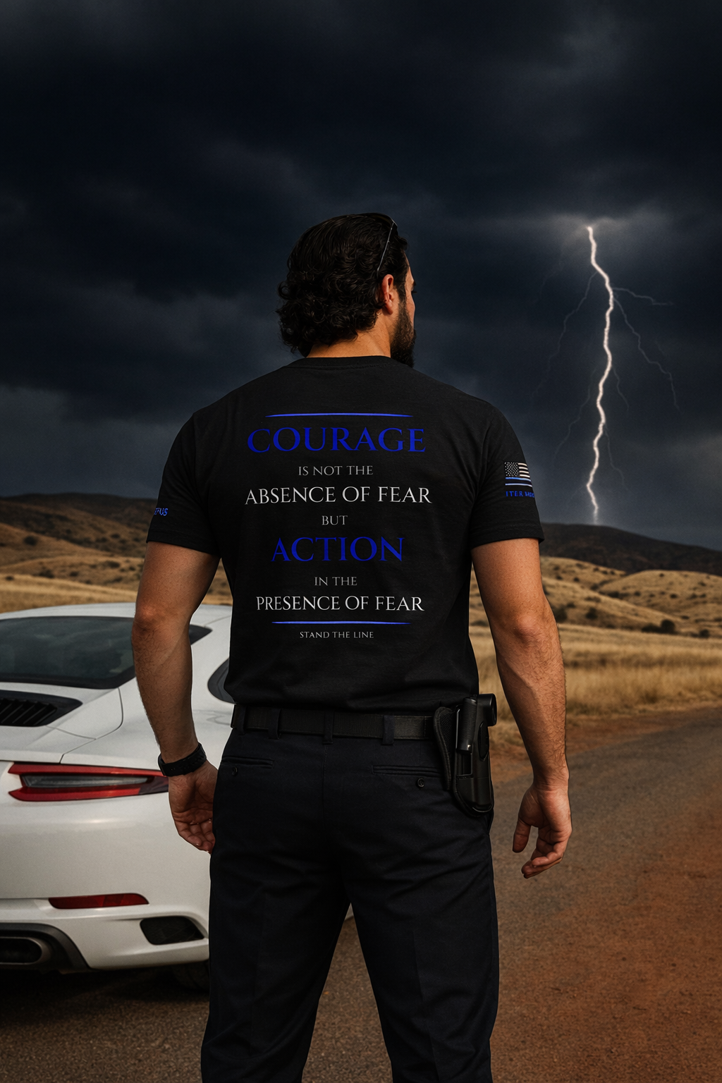 Thin Blue Line Courage Tee — Stand the Line Police Support Shirt